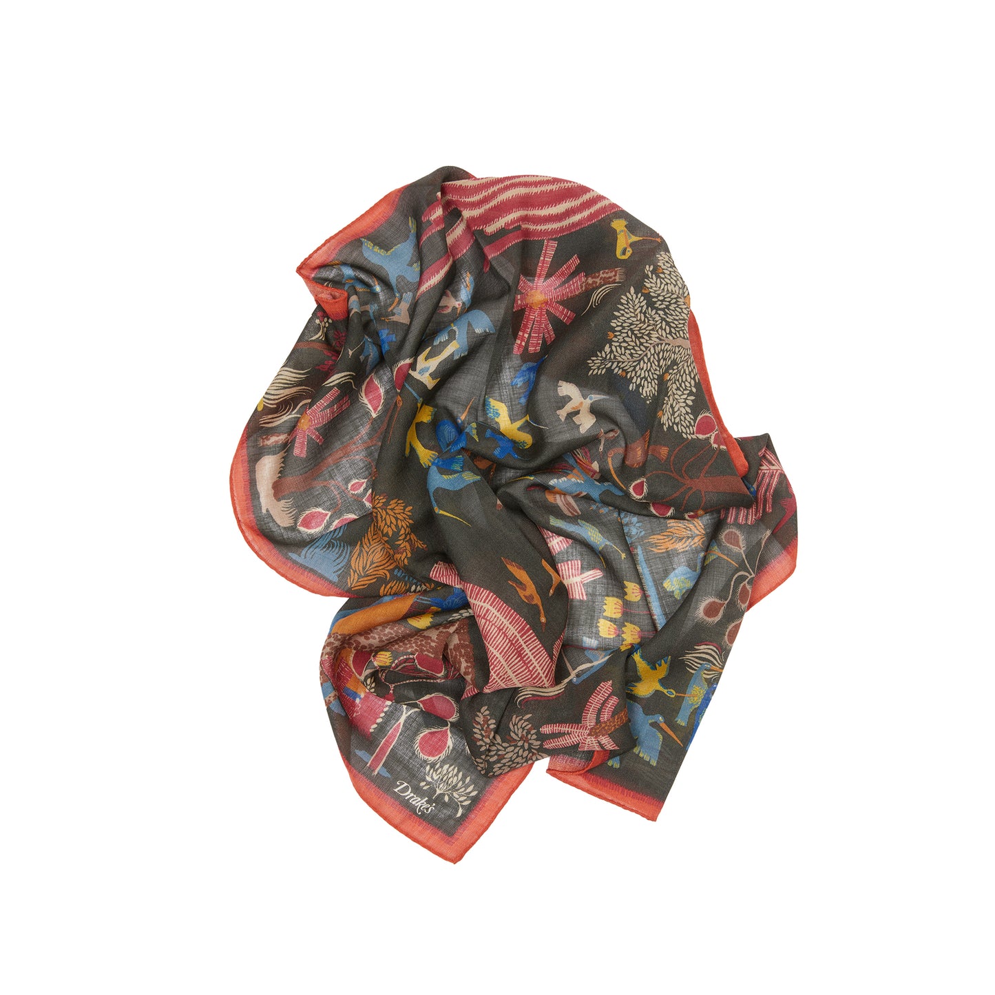 Drake's Palms and Birds Bandana in Green/Pink
