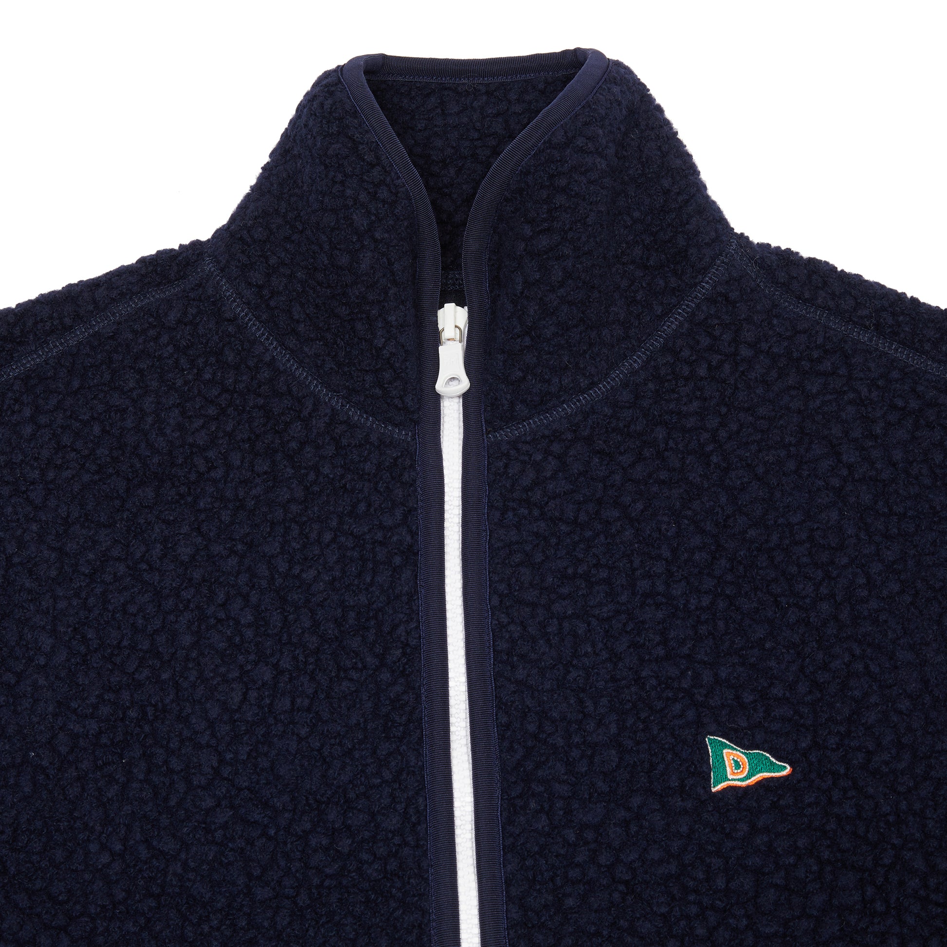 Drake's Boucle Wool Zip Fleece Jacket in Navy