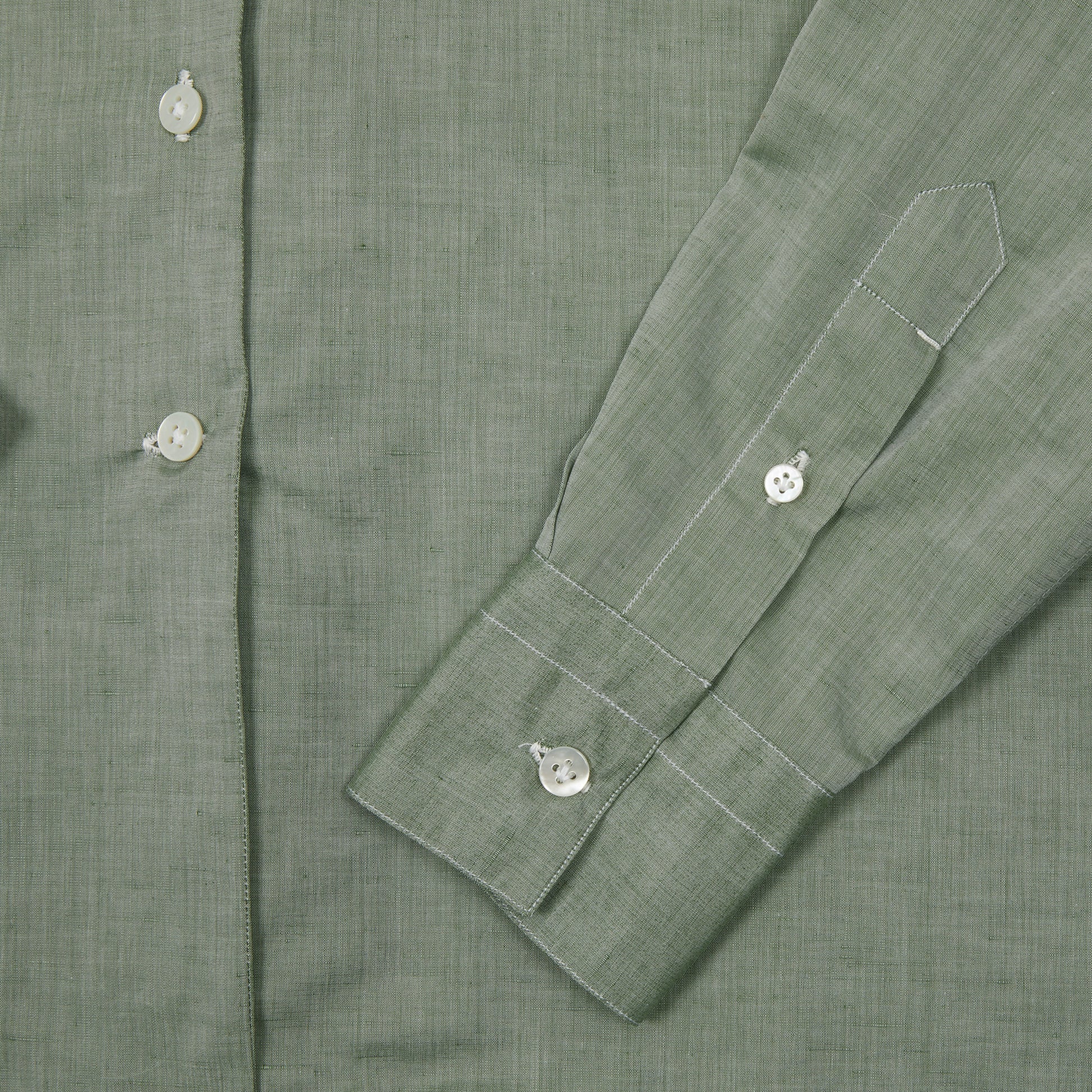 Finamore Women's Antonia Cotton / Linen Shirt in Green