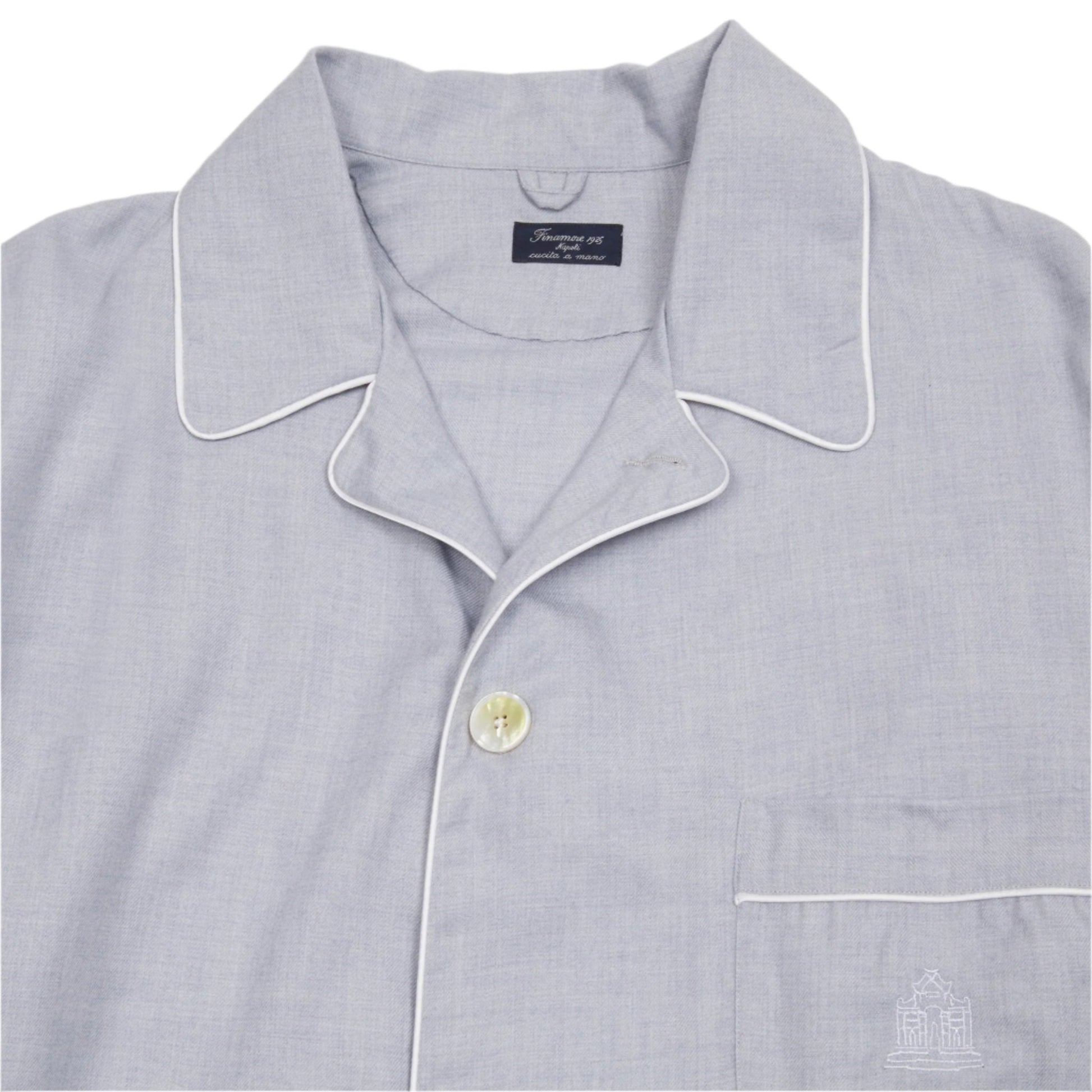 Finamore Cotton Cashmere Pyjamas in Light Blue 2