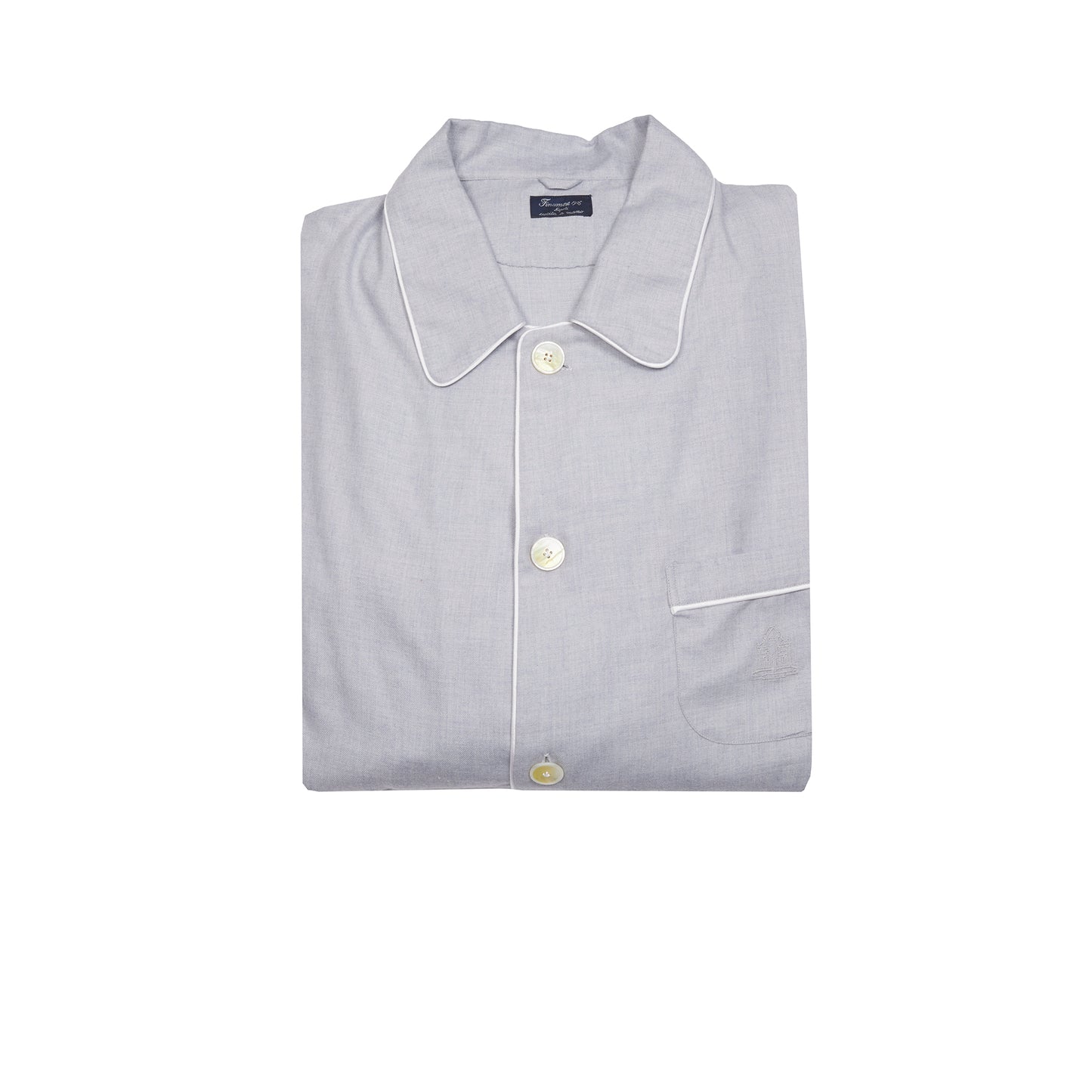 Finamore Cotton Cashmere Pyjamas in Light Blue 8
