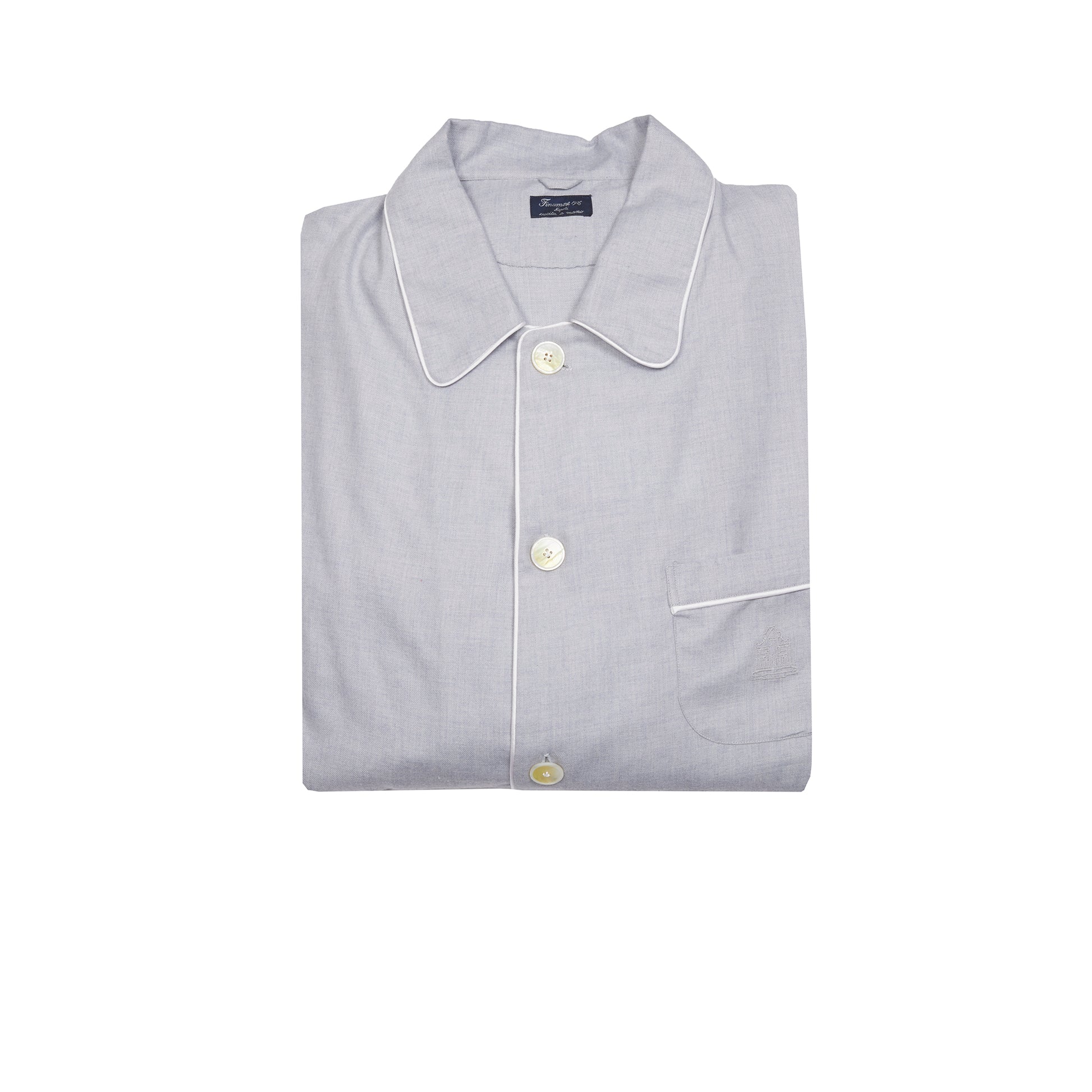 Finamore Cotton Cashmere Pyjamas in Light Blue 8