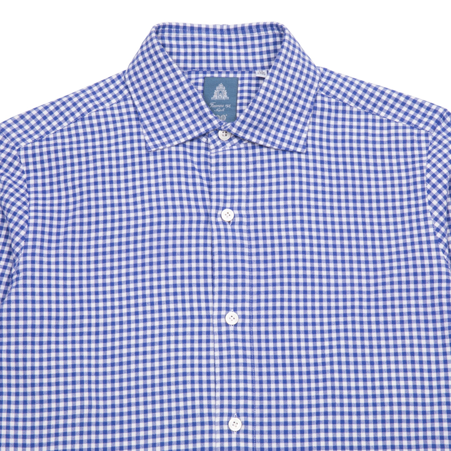 Finamore Tokyo Luigi Gingham Shirt in Blue