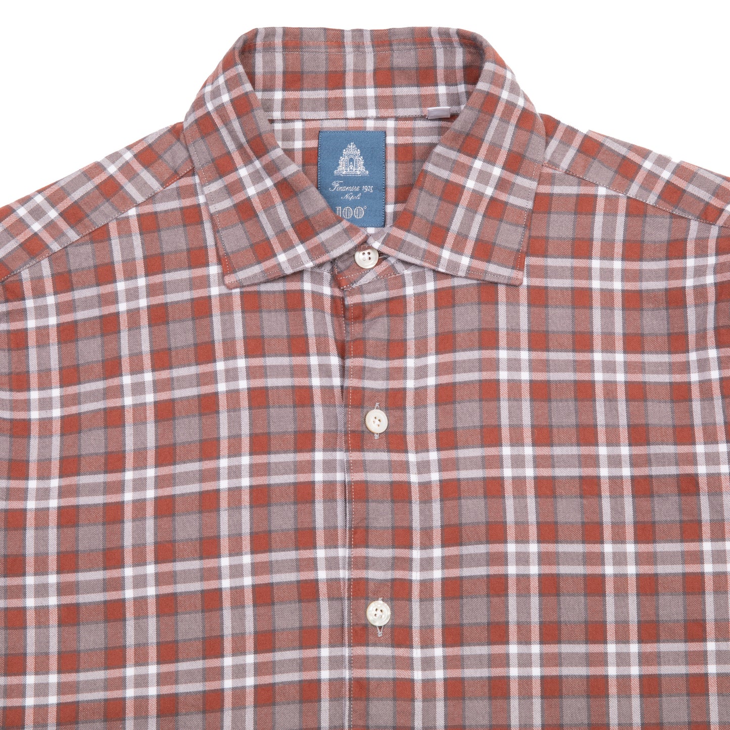 Finamore Tokyo Luigi Check Shirt in Rust