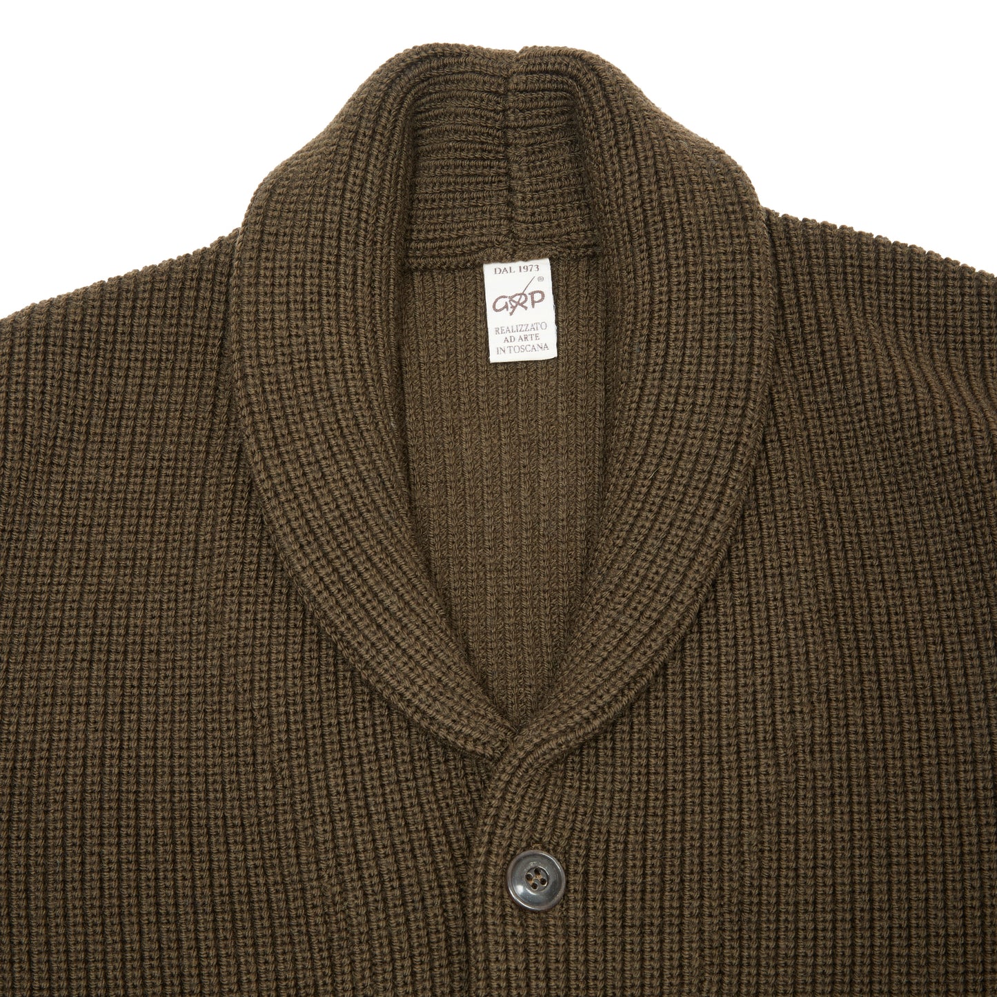 GRP Merino Wool Shawl Collar Cardigan in Green