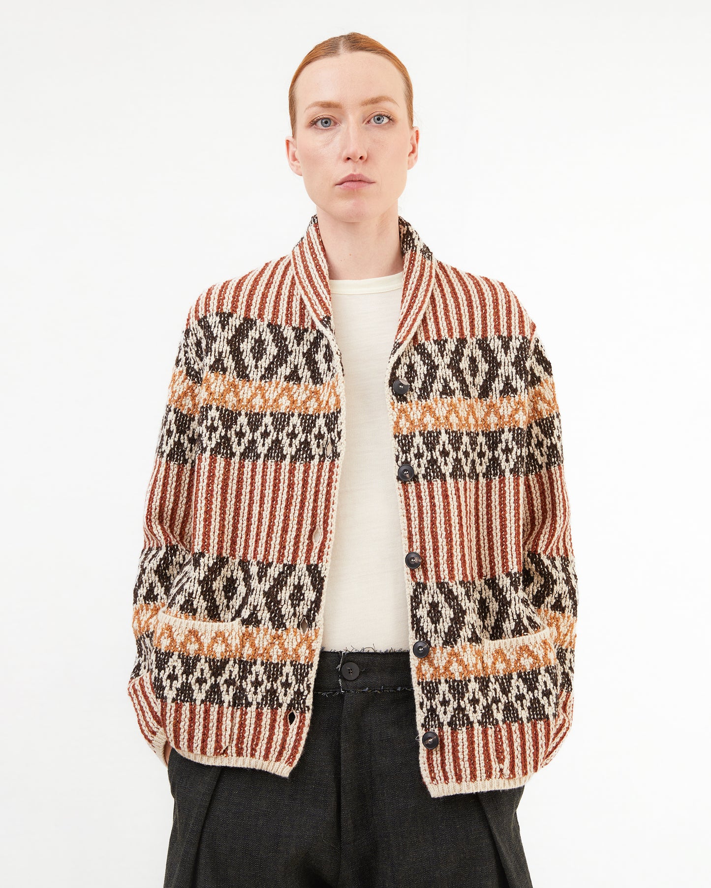 GRP Women's Casa Isaac Shawl Collar Cardigan in Brown Rust