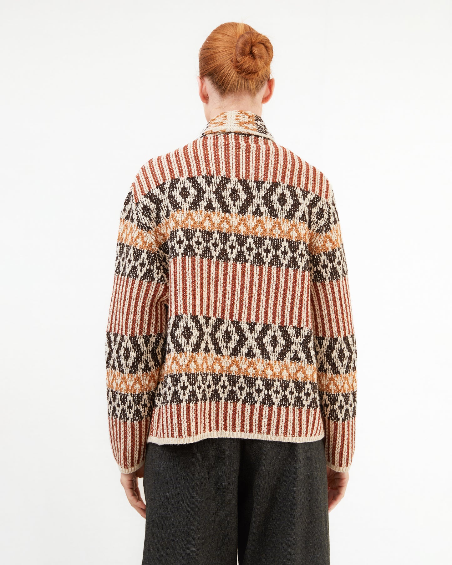 GRP Women's Casa Isaac Shawl Collar Cardigan in Brown Rust