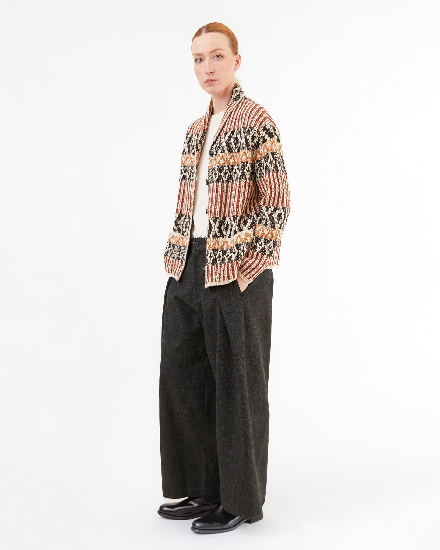 GRP Women's Casa Isaac Shawl Collar Cardigan in Brown Rust