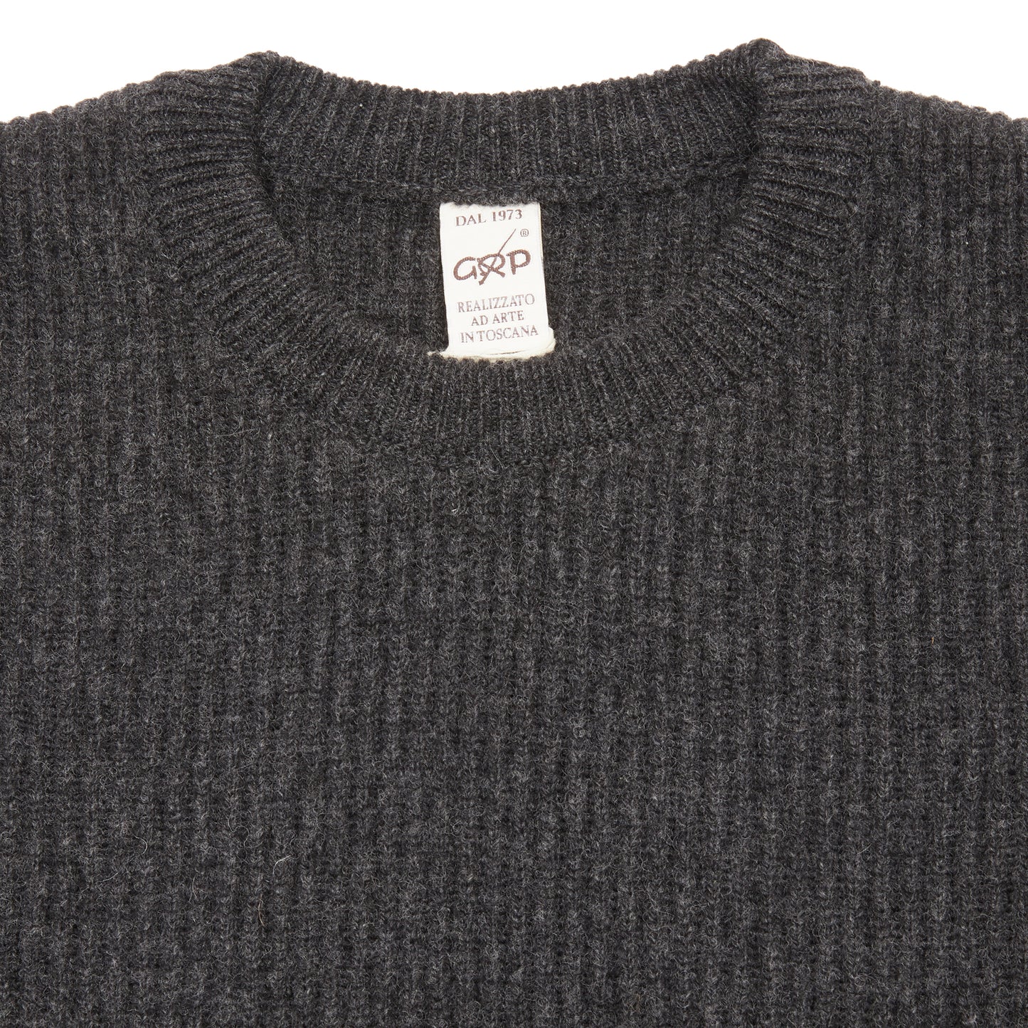 GRP Cashmere/Merino Crewneck Ribbed Jumper in Charcoal