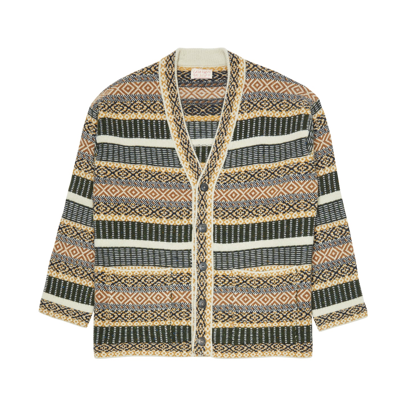 GRP Casa Isaac Folk Cardigan in Ochre Green