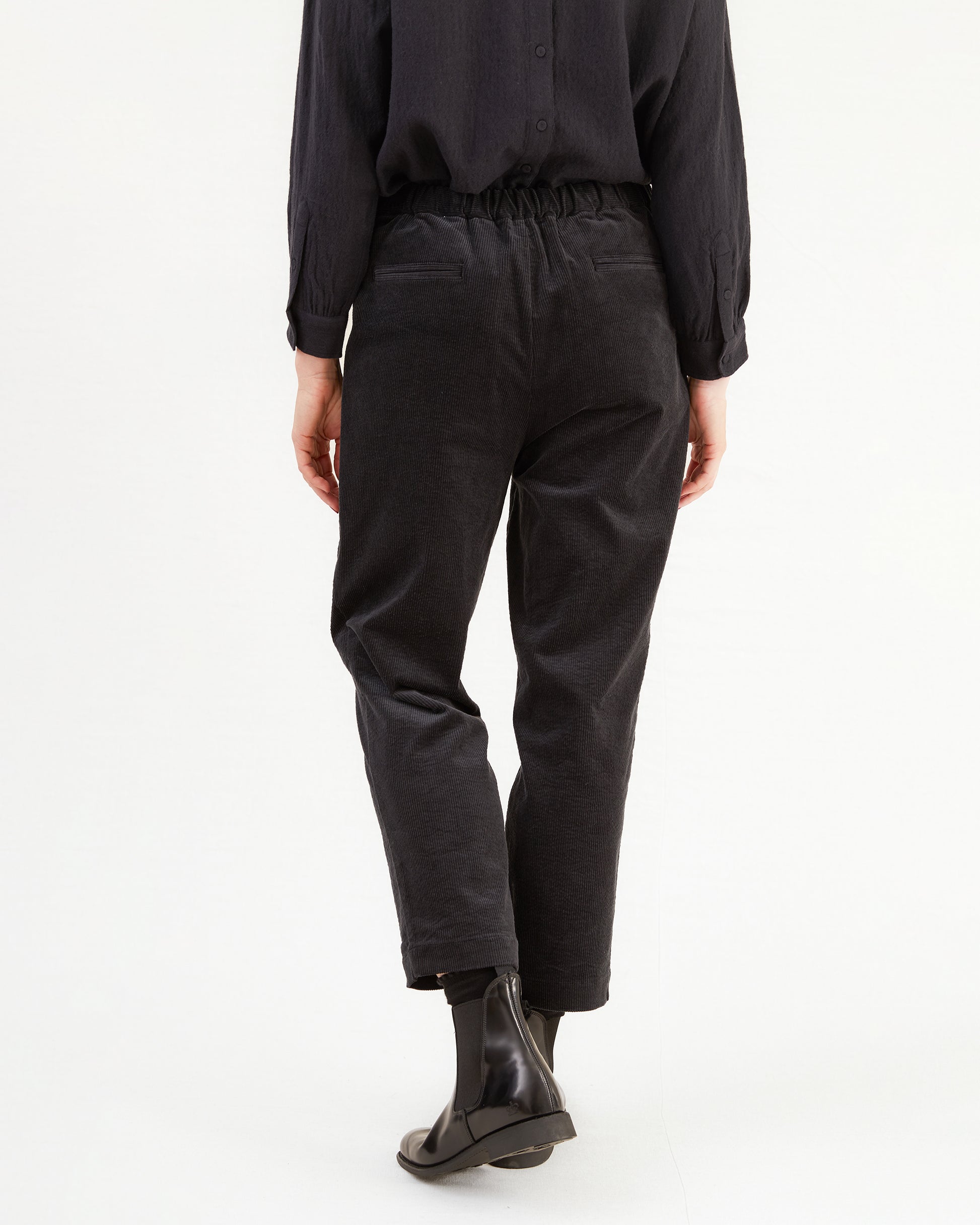 Maison De Soil Easy Tapered Corduroy Pants in Black