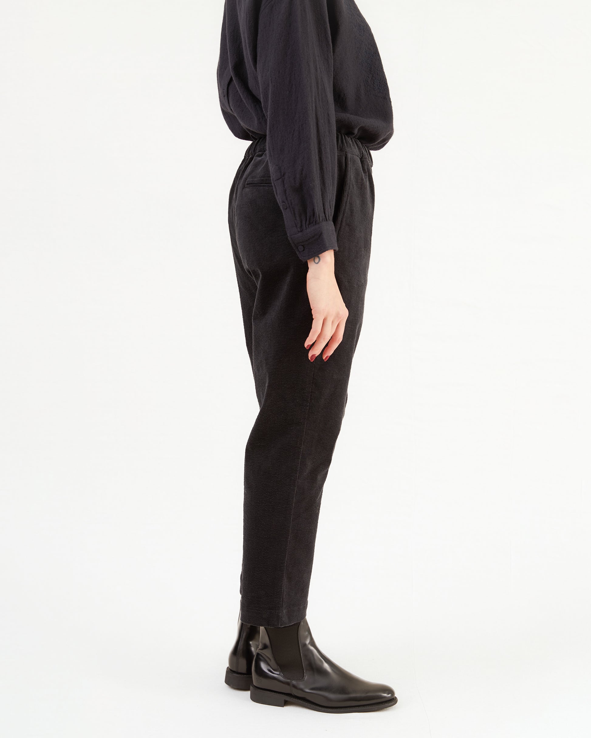 Maison De Soil Easy Tapered Corduroy Pants in Black