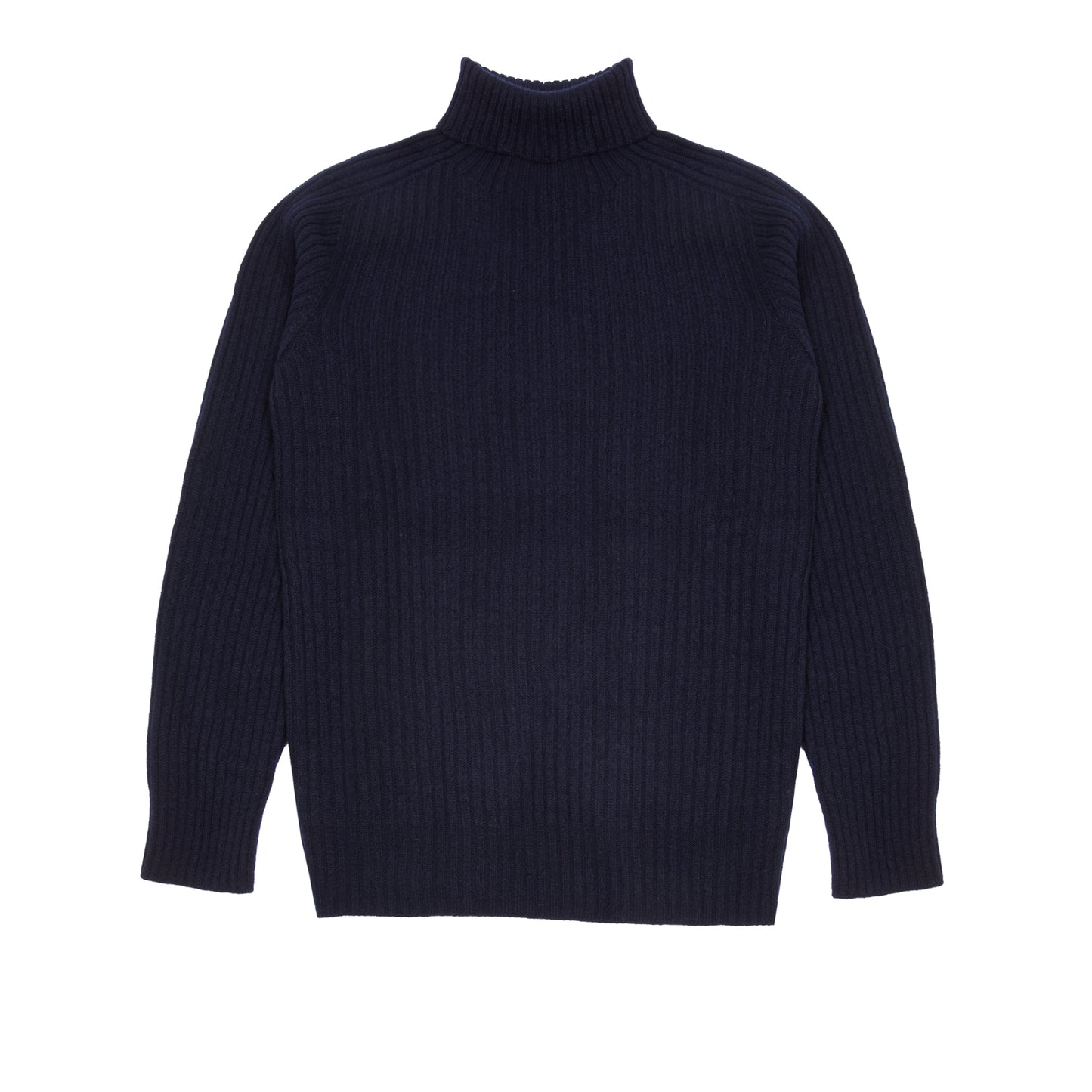 Harley Ribbed Rollneck Lambswool Jumper in Nero Navy
