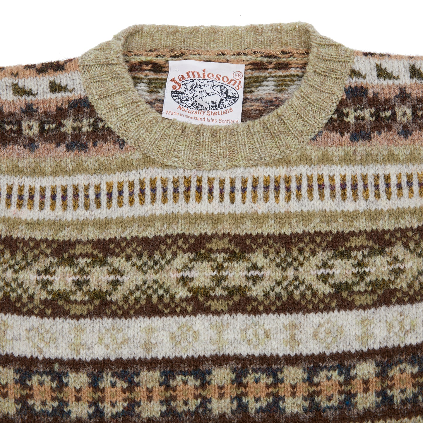 <p>Fair Isle jumper knitted from 100% Shetland wool.</p> <p>Knitted in the Shetland Islands, Scotland.</p>