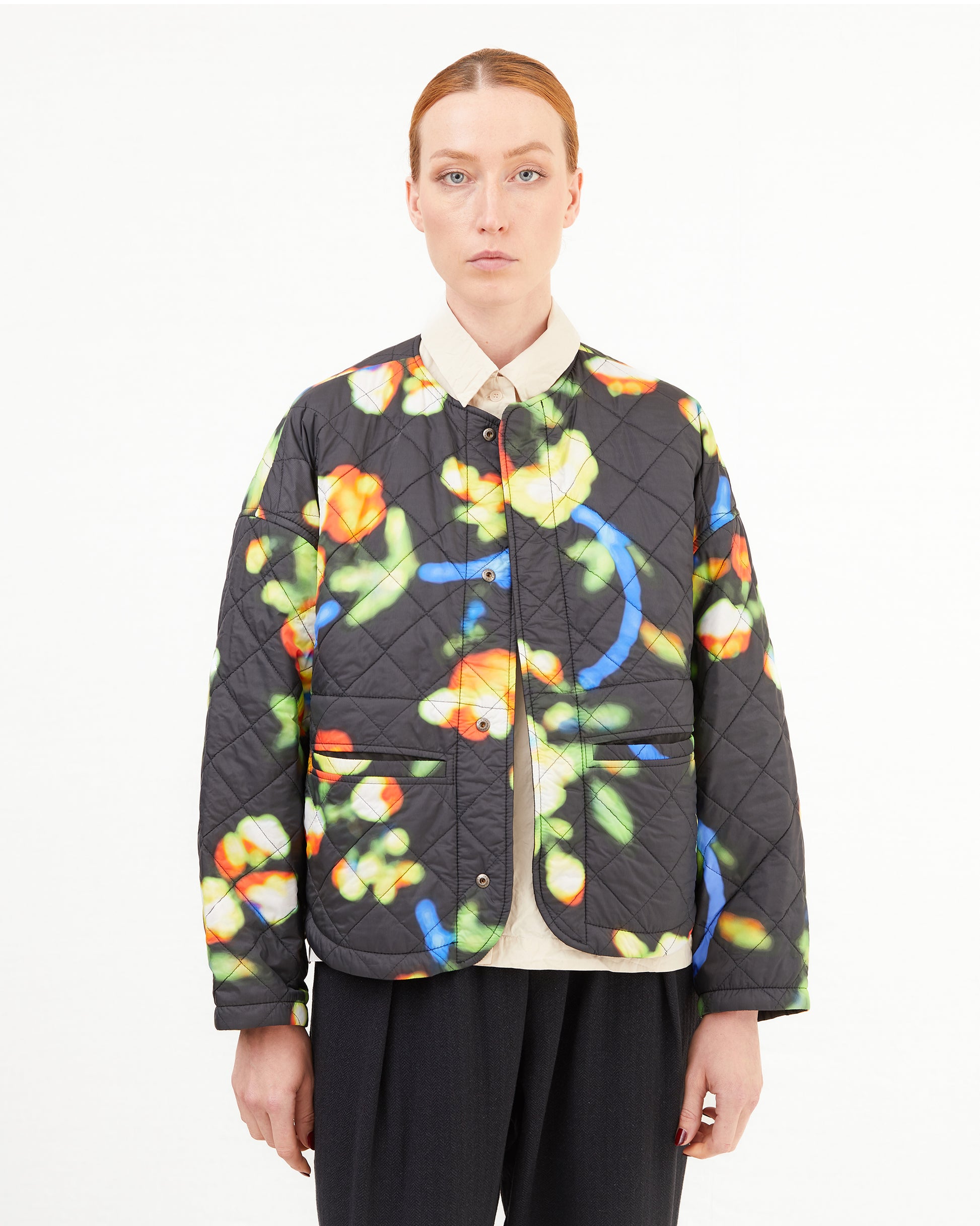 KONRAD Irmi Reversible Jacket in Blurred Flower/Black