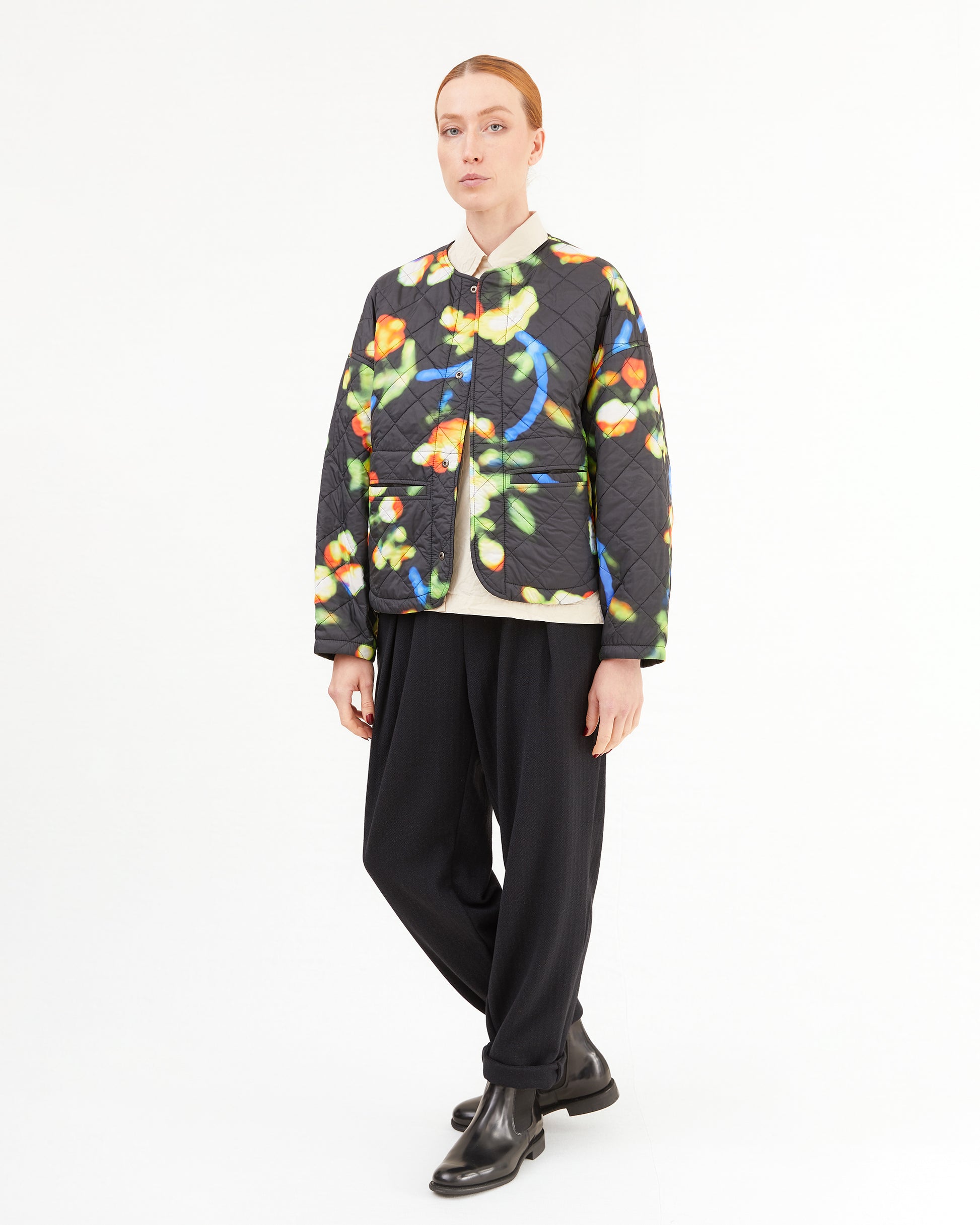 KONRAD Irmi Reversible Jacket in Blurred Flower/Black
