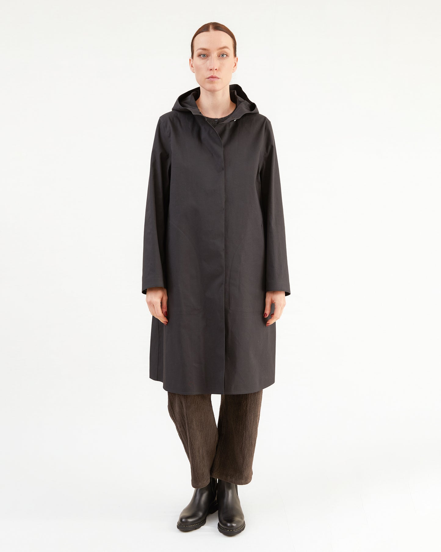 Mackintosh Women's Watten Bonded Cotton Hooded Raincoat in Black