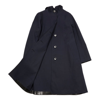 Mackintosh Women's Watten Bonded Cotton Hooded Raincoat in Navy