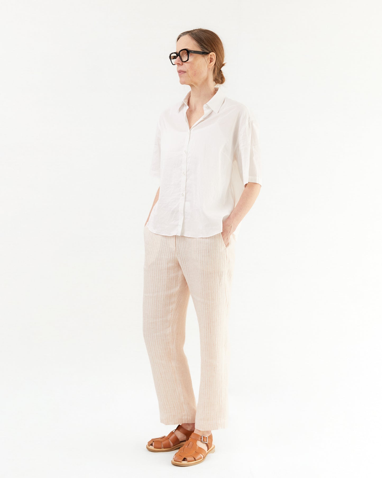 Massimo Alba Women's Sparus Cropped Linen Trousers in Siena