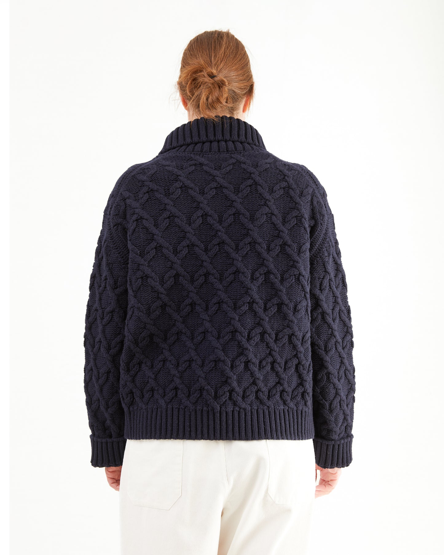 McGeorge Womens Cable Knit Turtleneck in Navy