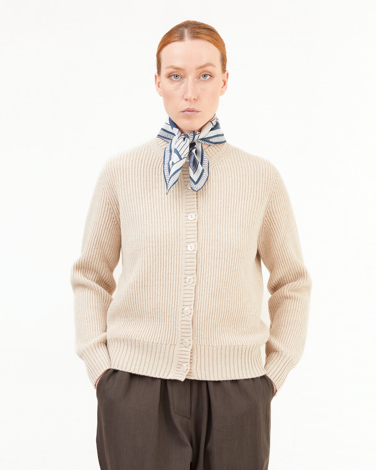 McGeorge Women's Crewneck Cardigan in Sand