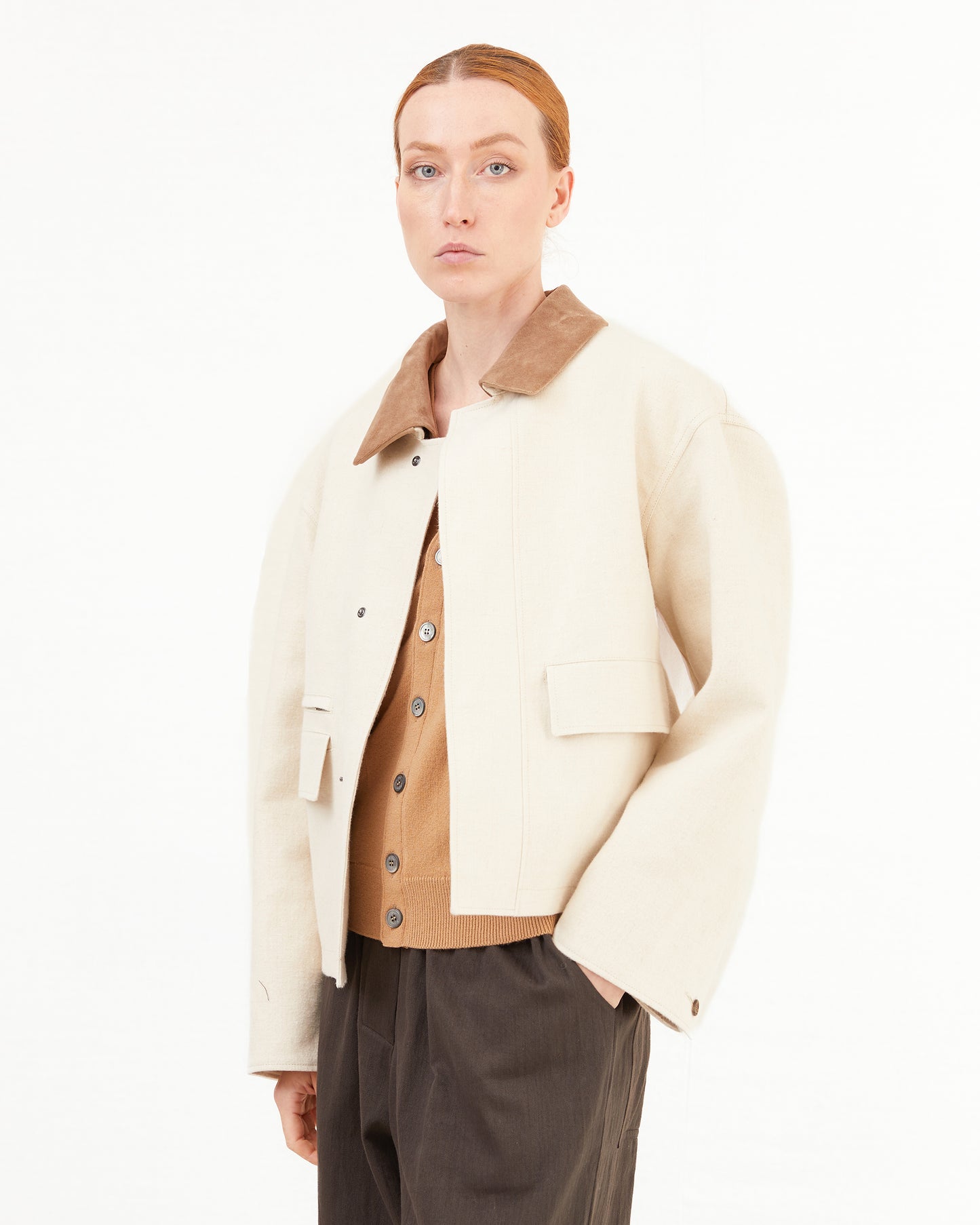 McGeorge Wool/Cashmere V-Neck Waistcoat in Tortilla