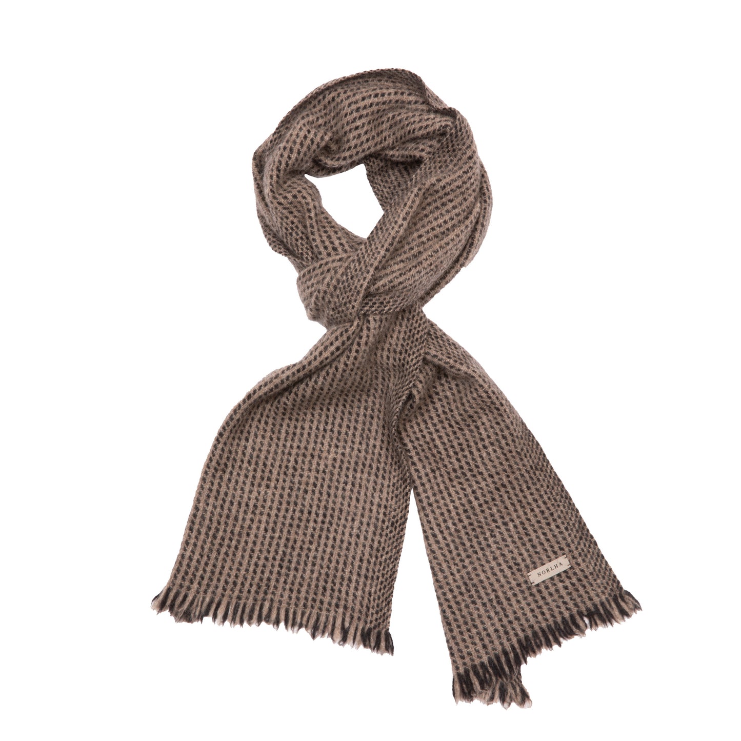 Norlha Nomad Pilgrimage Scarf in Black & Natural Yak Grey