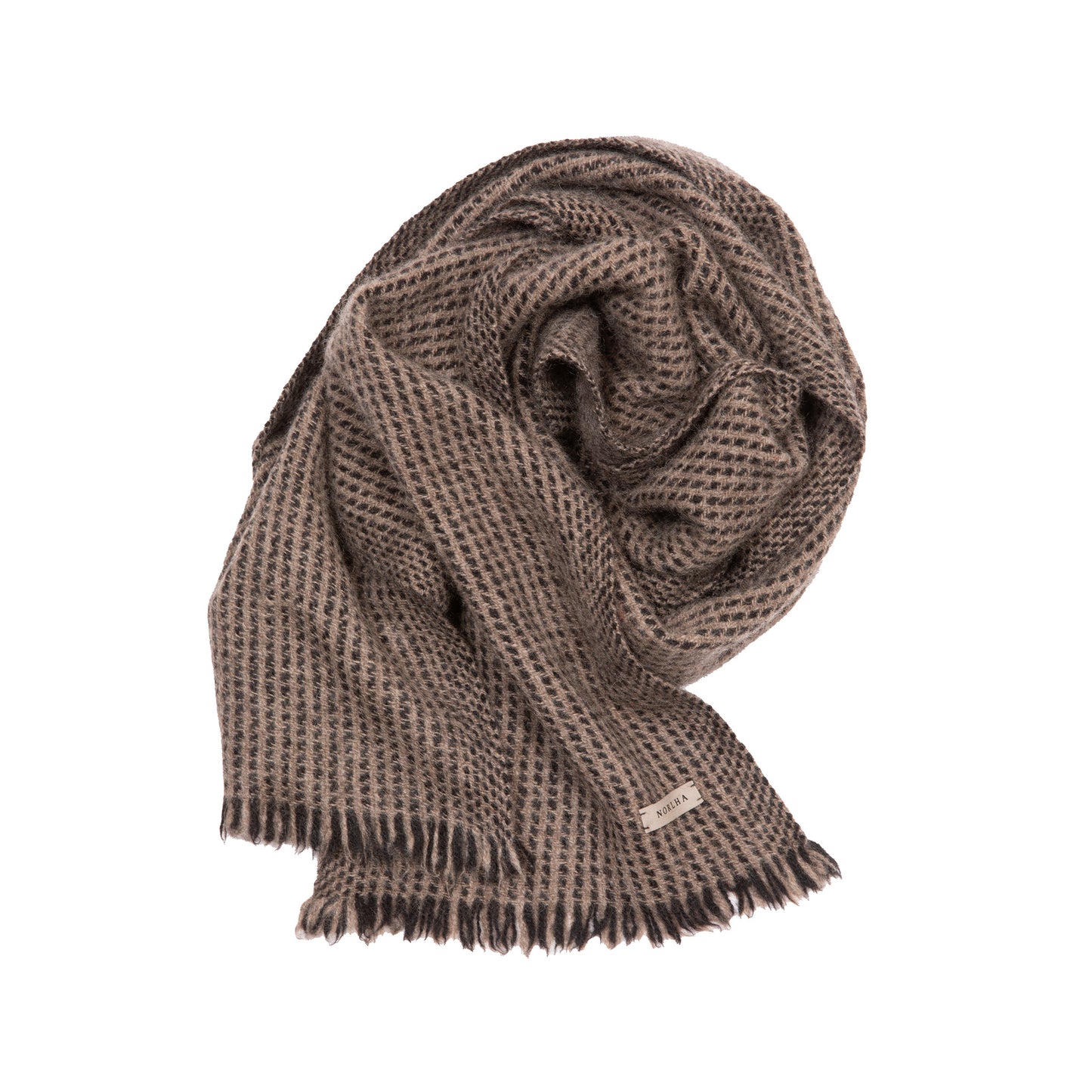 Norlha Nomad Pilgrimage Scarf in Black & Natural Yak Grey