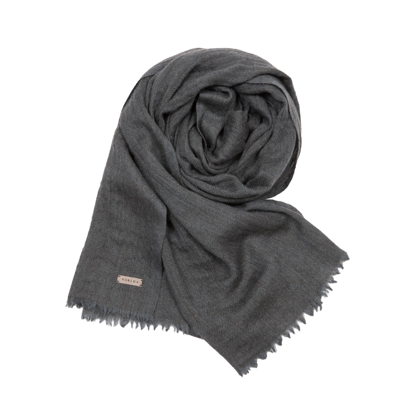 Norlha Prince Herringbone Scarf in Storm Blue