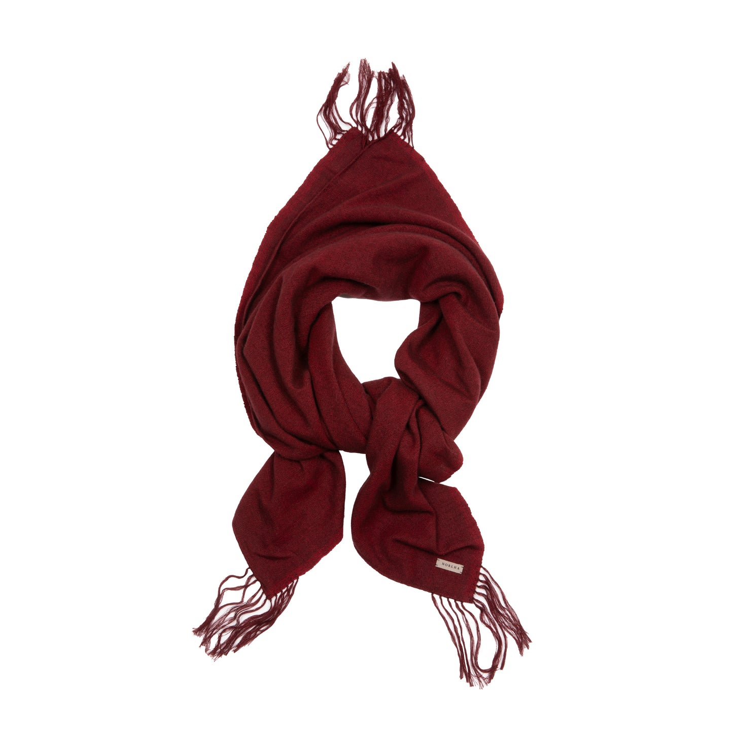 Norlha Village Light Tassels Scarf in Monk Red
