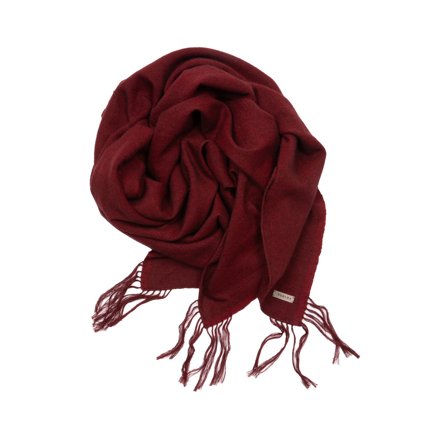 Norlha Village Light Tassels Scarf in Monk Red