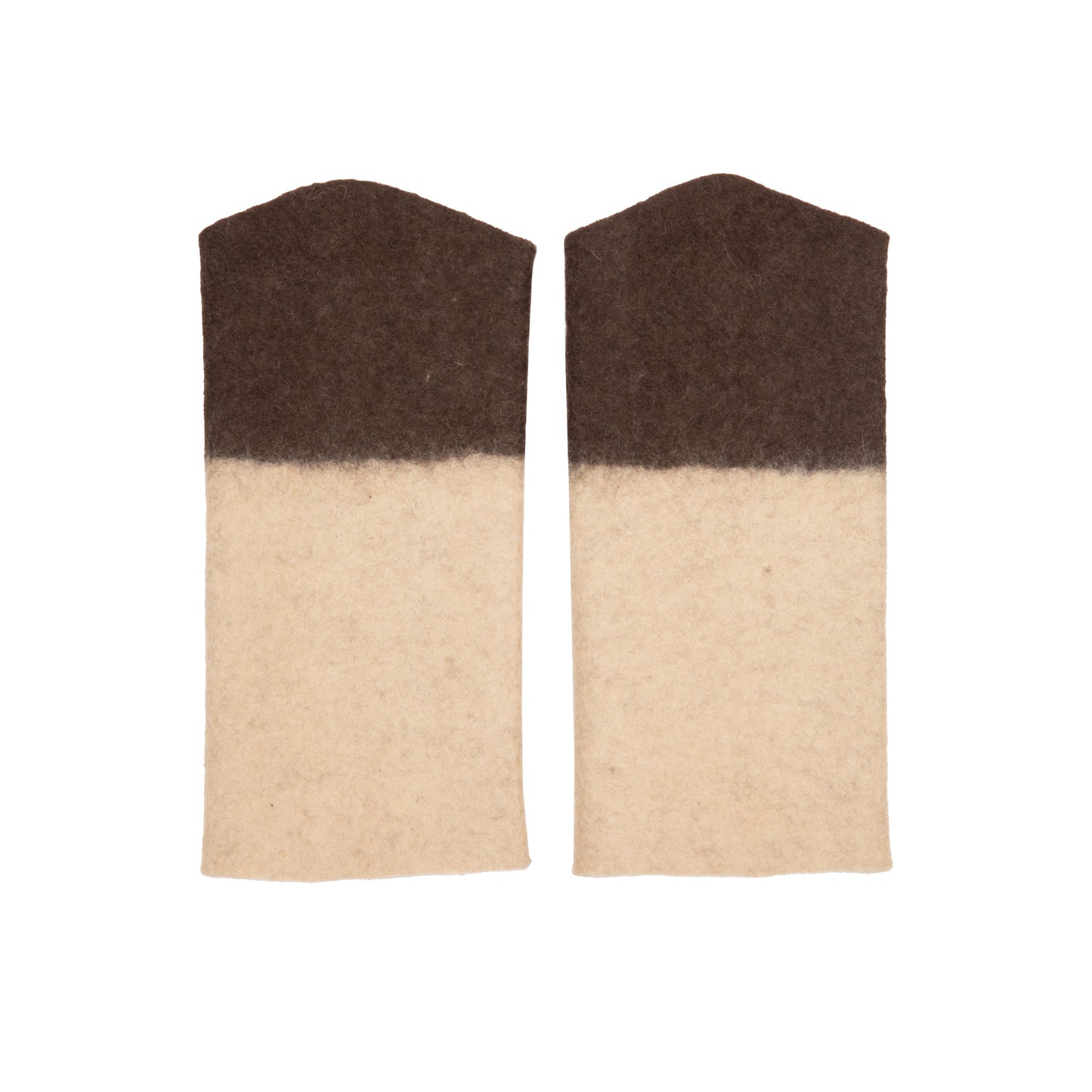Norlha Two Tone Felt Cuffs in Sandstone & Natural Yak Brown