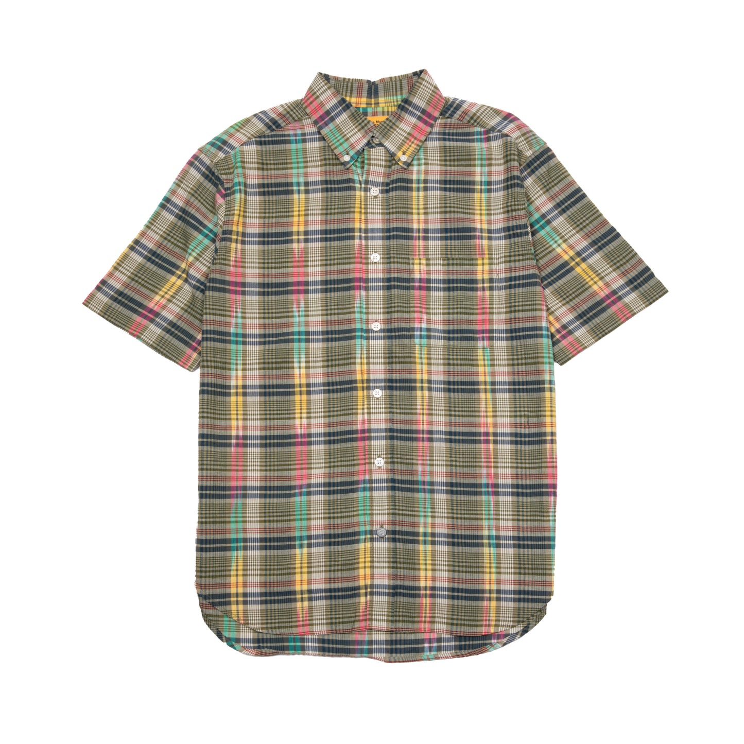 Original Madras Classic Button Down Short Sleeve Shirt in Green/Blue/Yellow