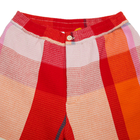 <p>Original Madras Lax Drawstring Shorts. Regular fit longline short in soft handloom cotton check with waffle texture. Button waistband with inner drawstring and zip fly, two front hip pockets, and two back welt pockets. <br></p> <p>100% Cotton.</p> <p>Made in Madras. </p>