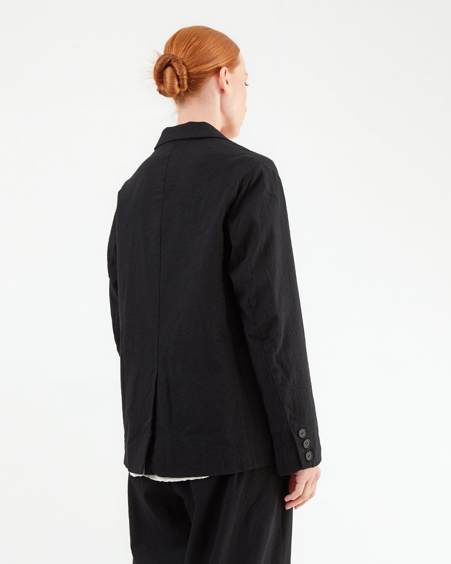 Pas de Calais Wool Cotton Tailored Jacket in Black