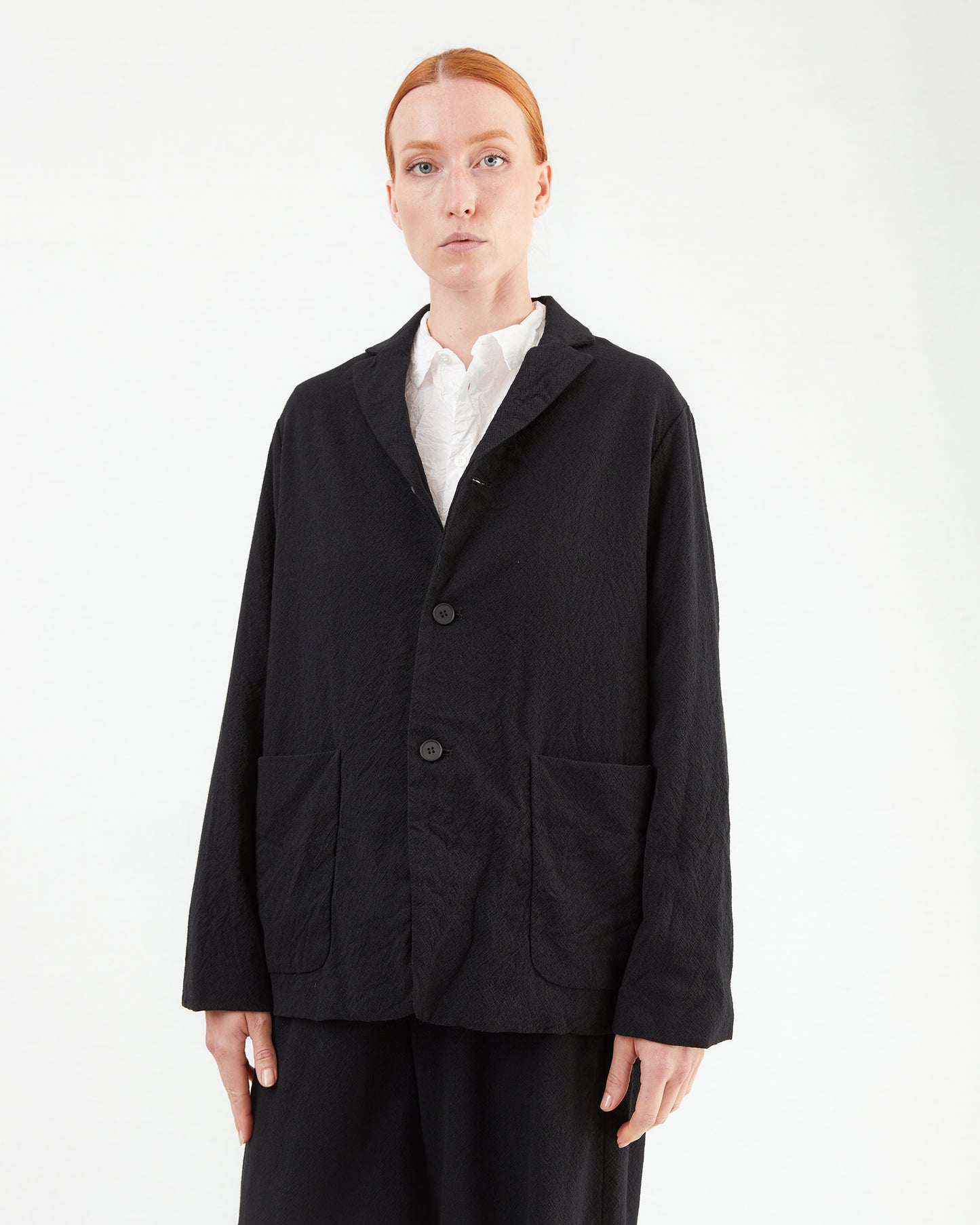 Pas de Calais Wool Cotton Tailored Jacket in Black