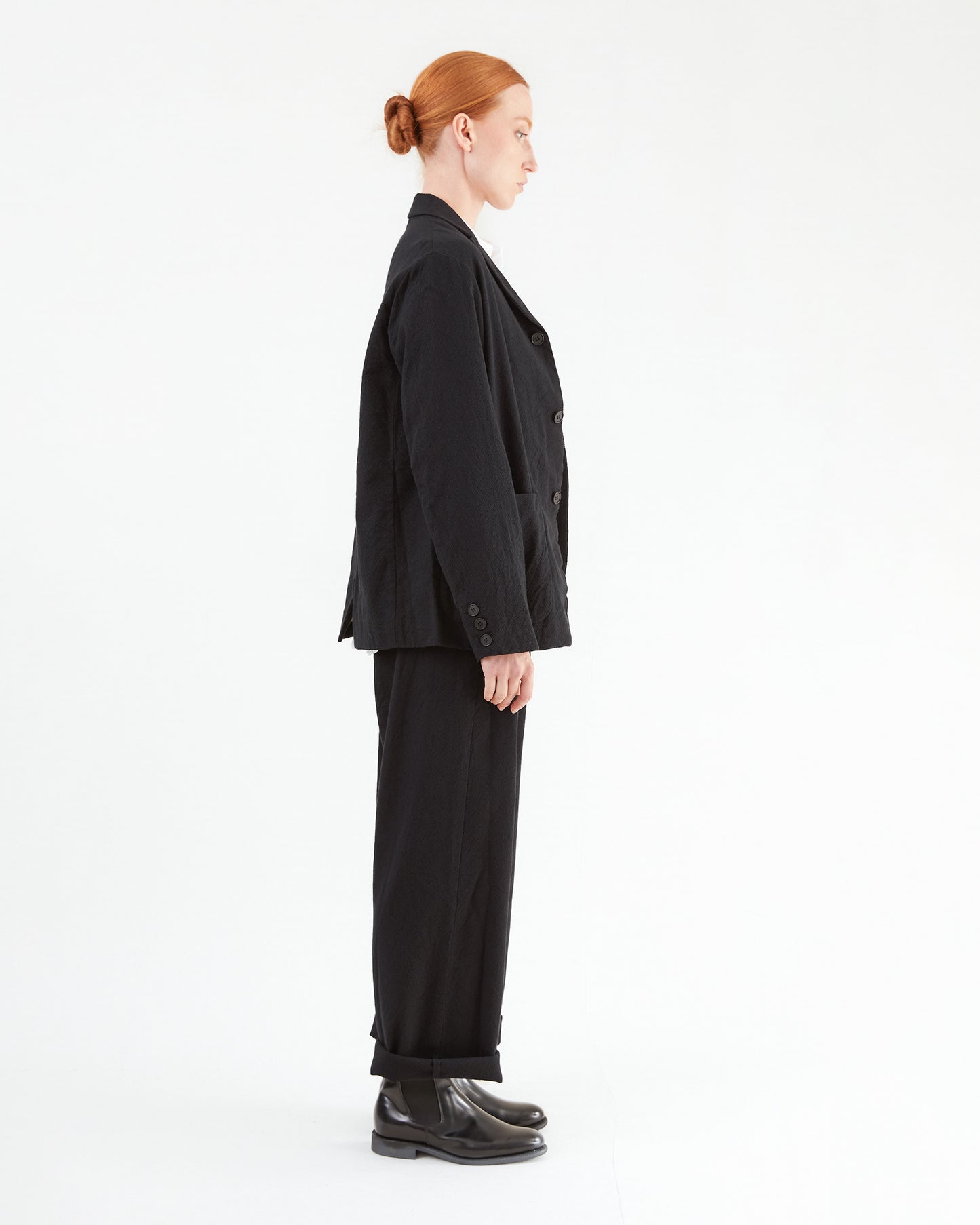 Pas de Calais Wool Cotton Tailored Jacket in Black
