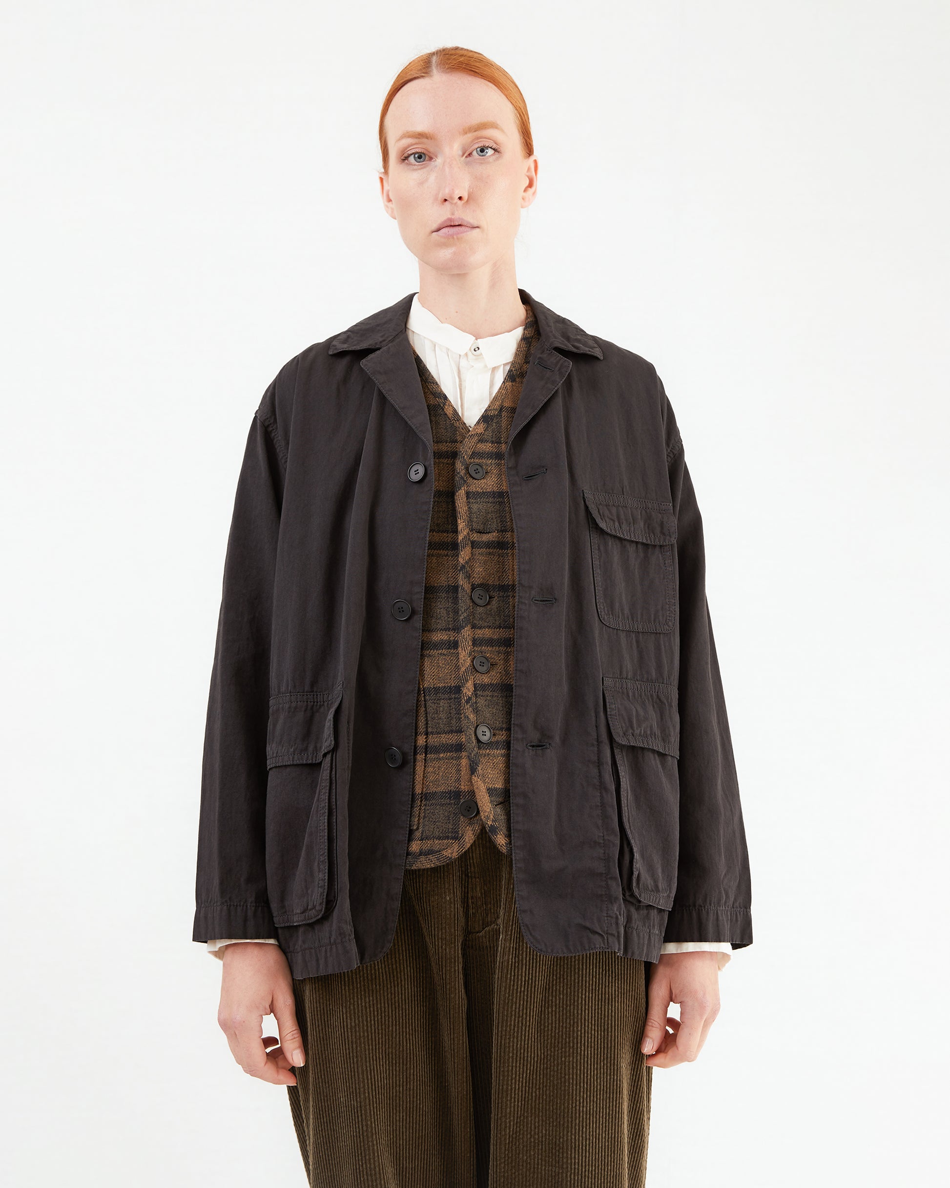 Pas de Calais Cotton Grosgrain Hunting Jacket in Dark Brown