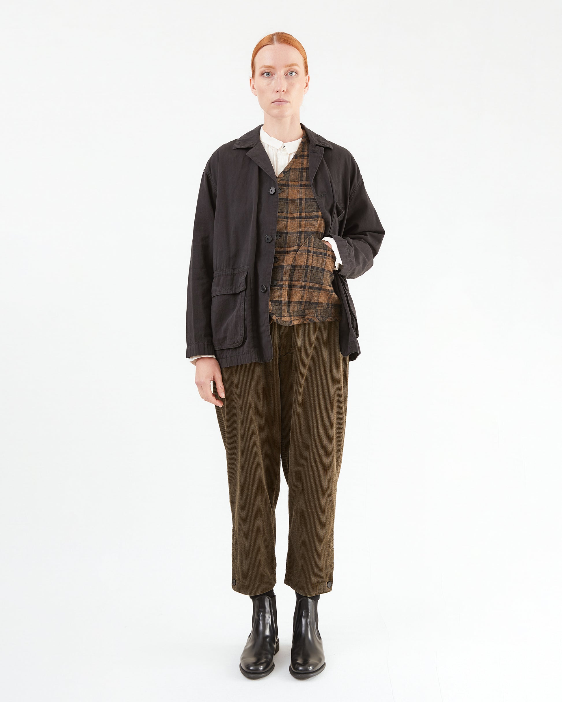 Pas de Calais Cotton Grosgrain Hunting Jacket in Dark Brown