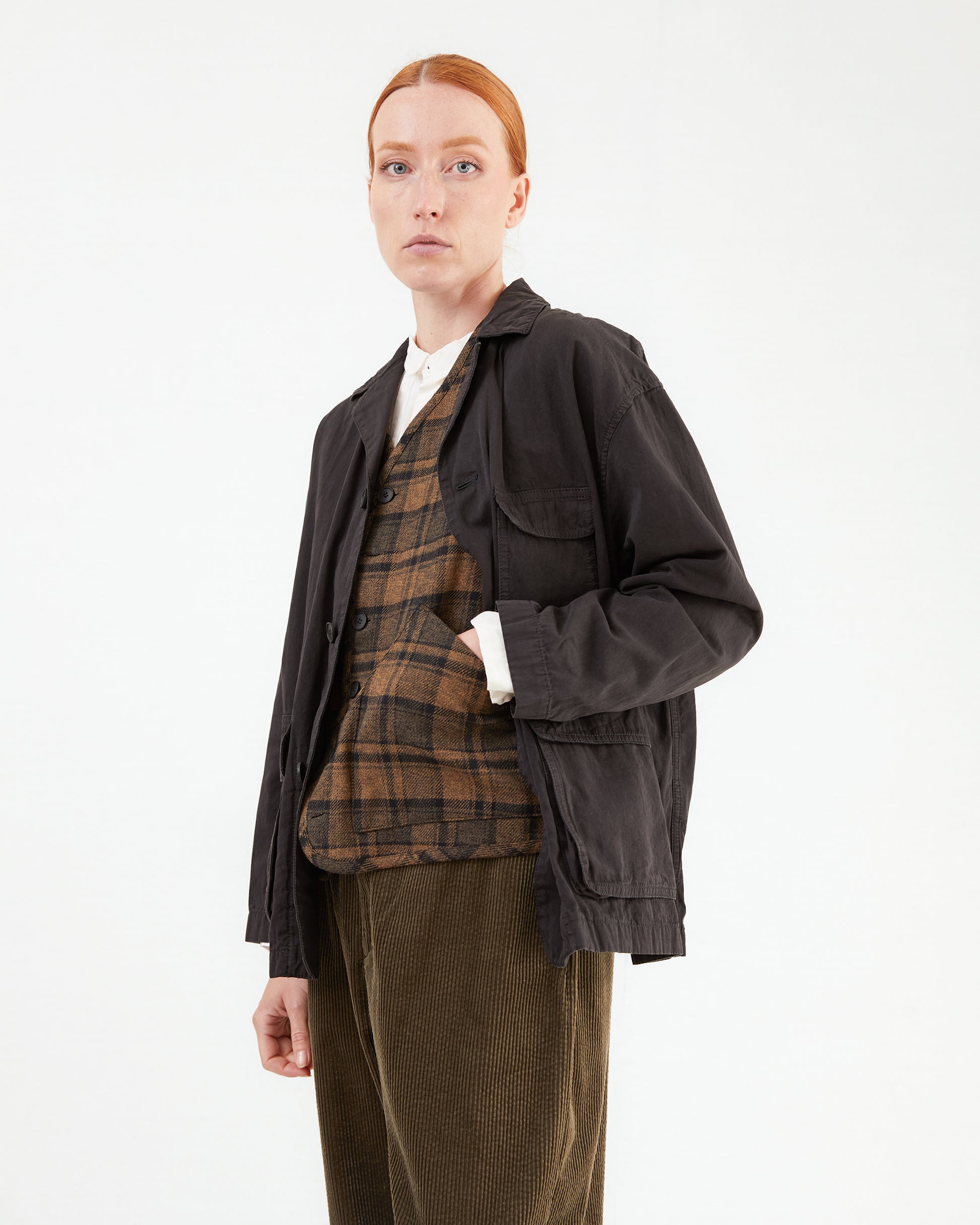 Pas de Calais Cotton Grosgrain Hunting Jacket in Dark Brown