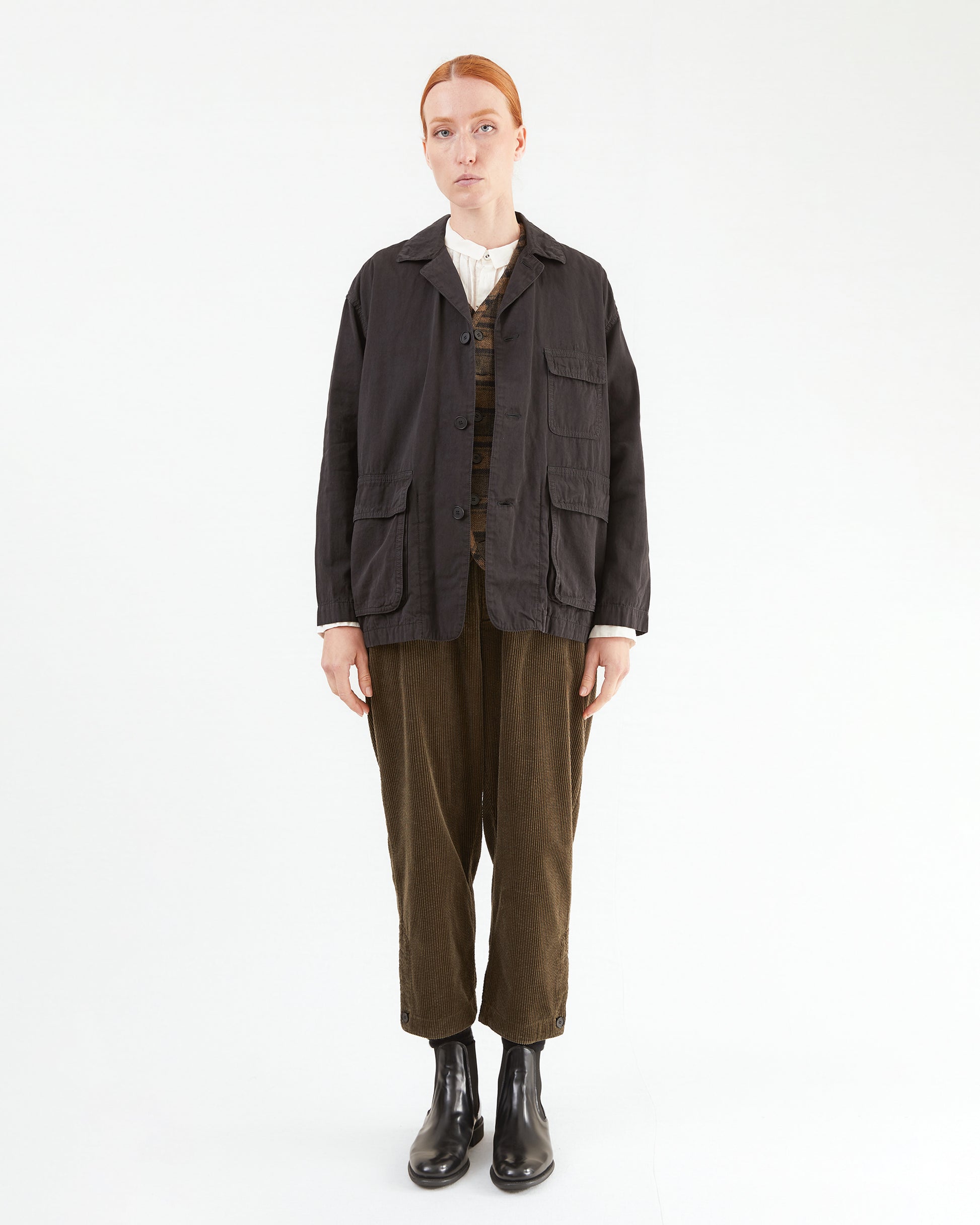 Pas de Calais Cotton Grosgrain Hunting Jacket in Dark Brown