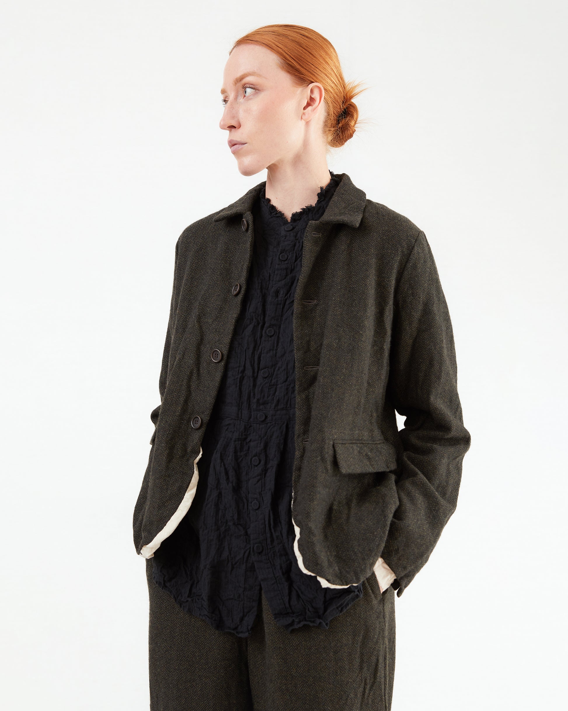 Pas de Calais Cotton Grosgrain Hunting Jacket in Dark Brown