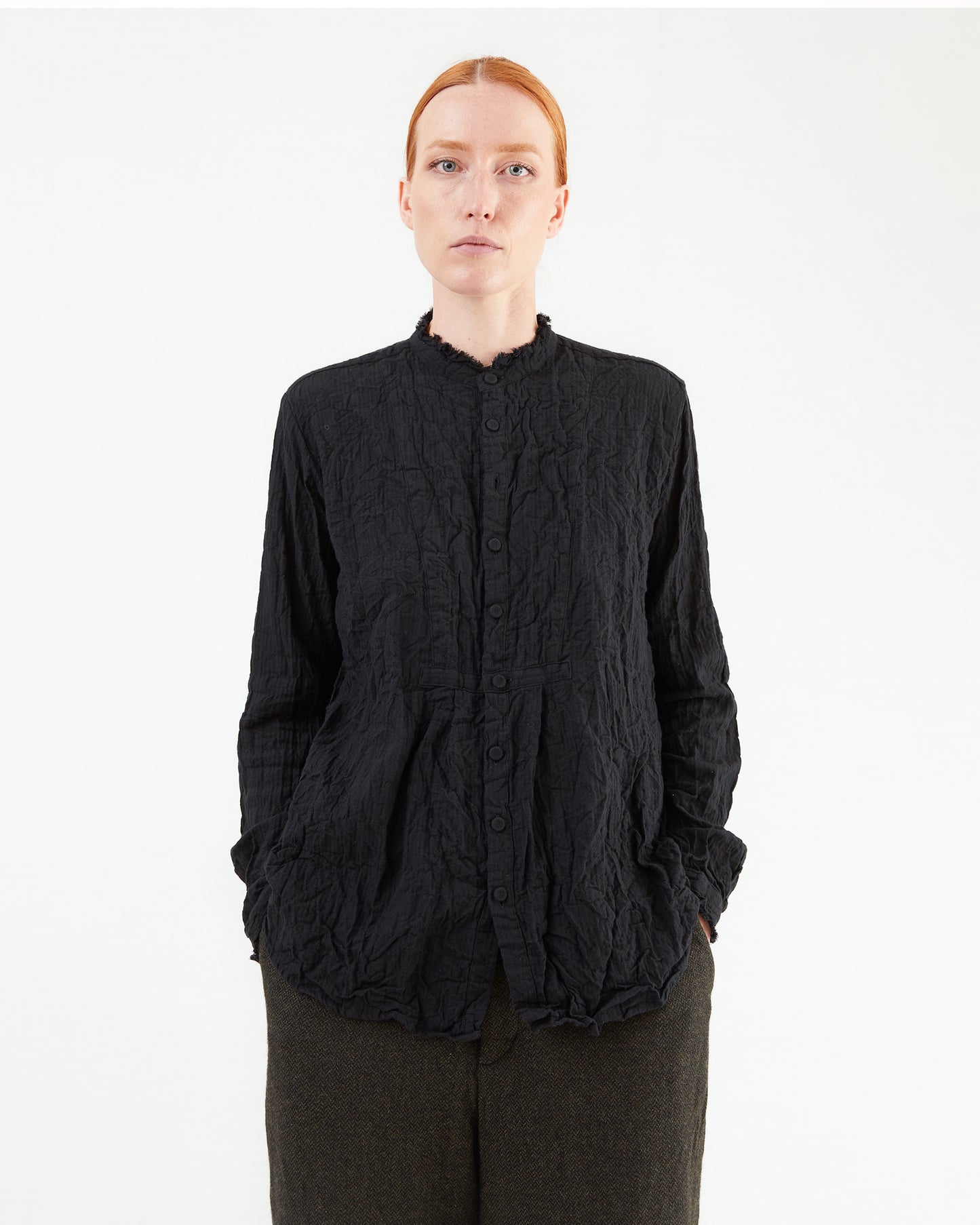 Pas de Calais Plain Shirting Blouse in Black