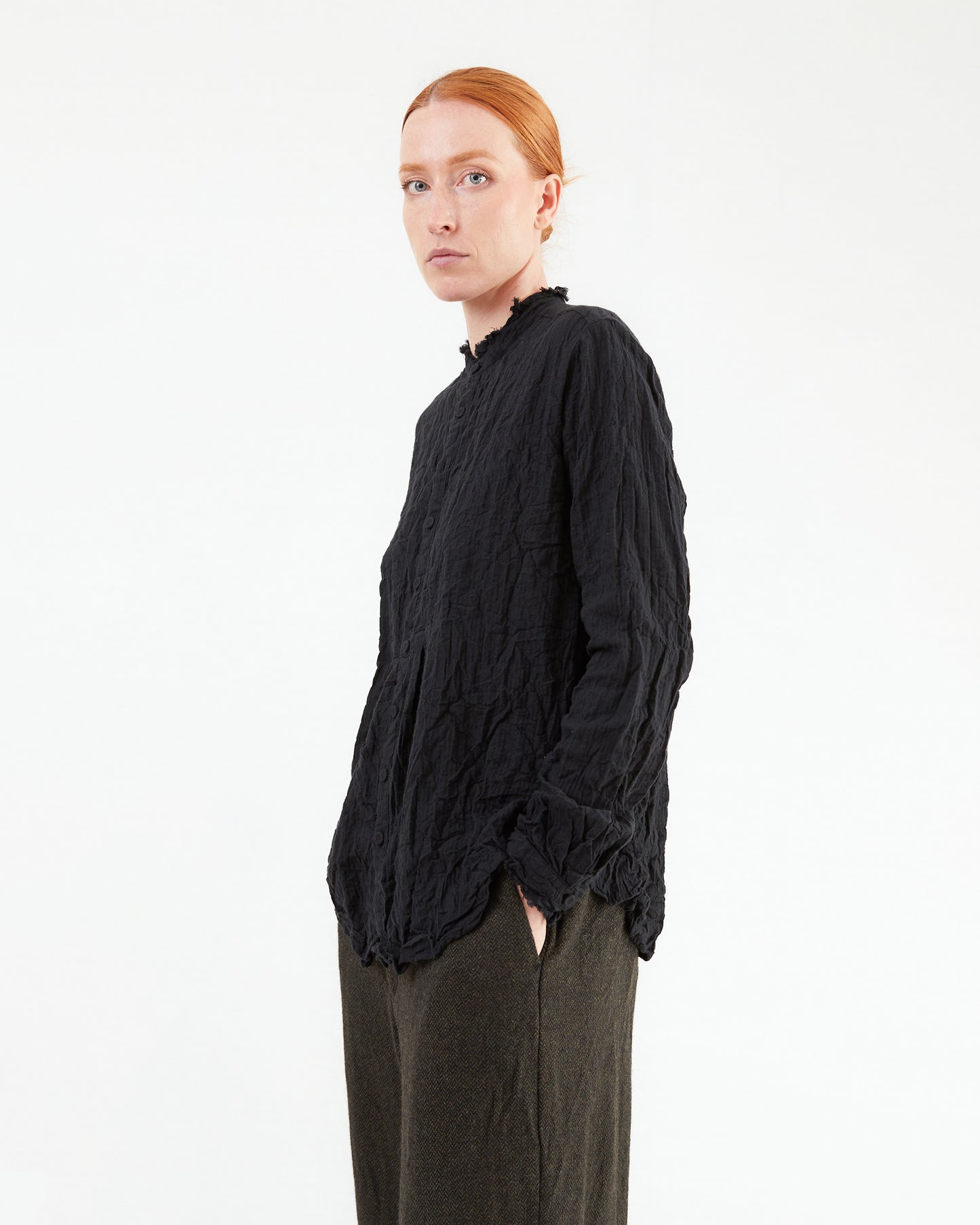 Pas de Calais Plain Shirting Blouse in Black