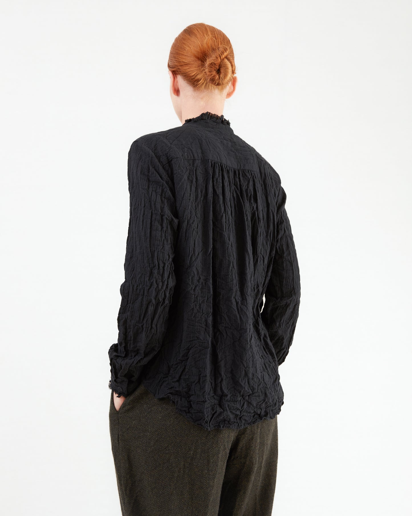 Pas de Calais Plain Shirting Blouse in Black