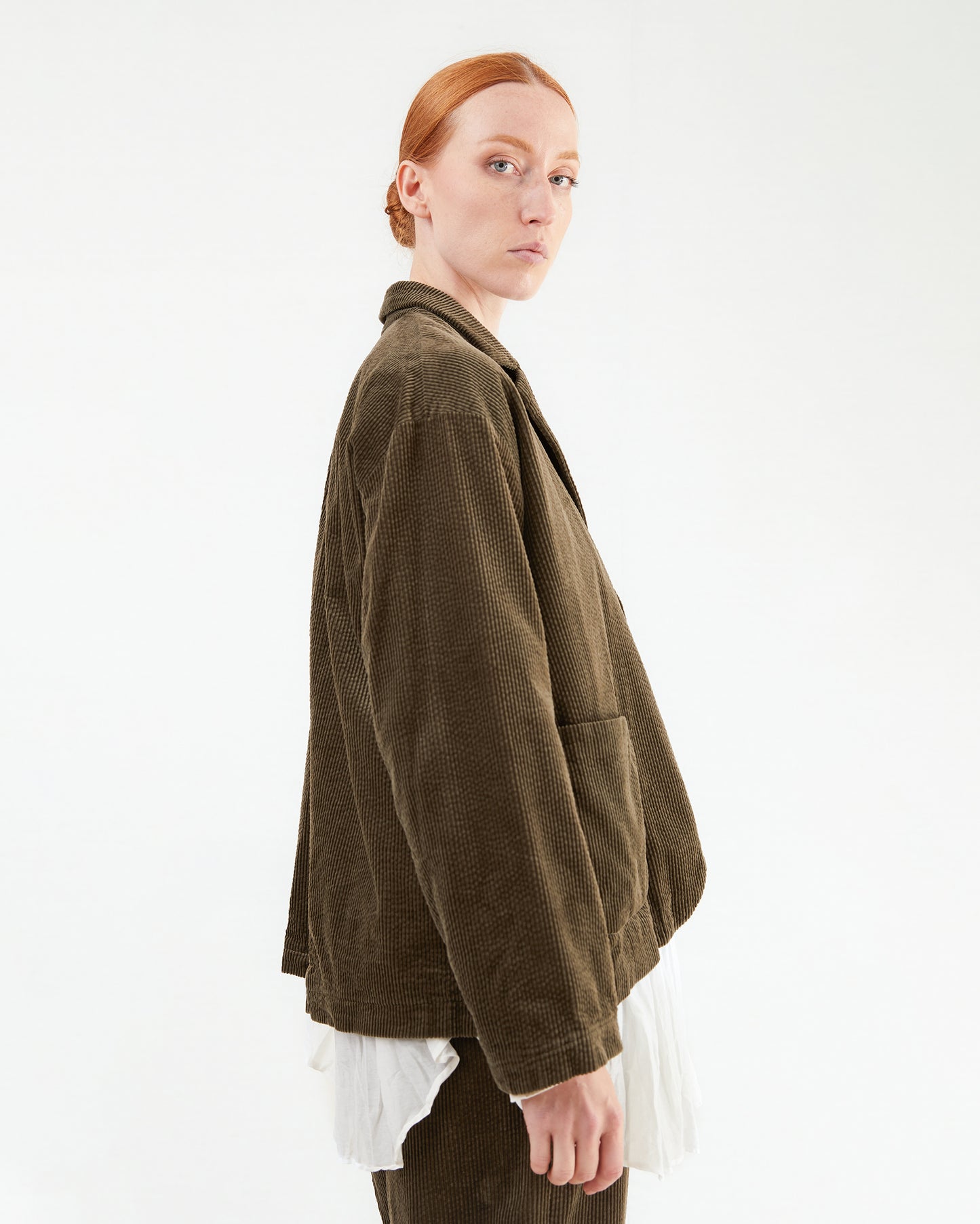 Pas de Calais Corduroy Tailored Jacket in Khaki