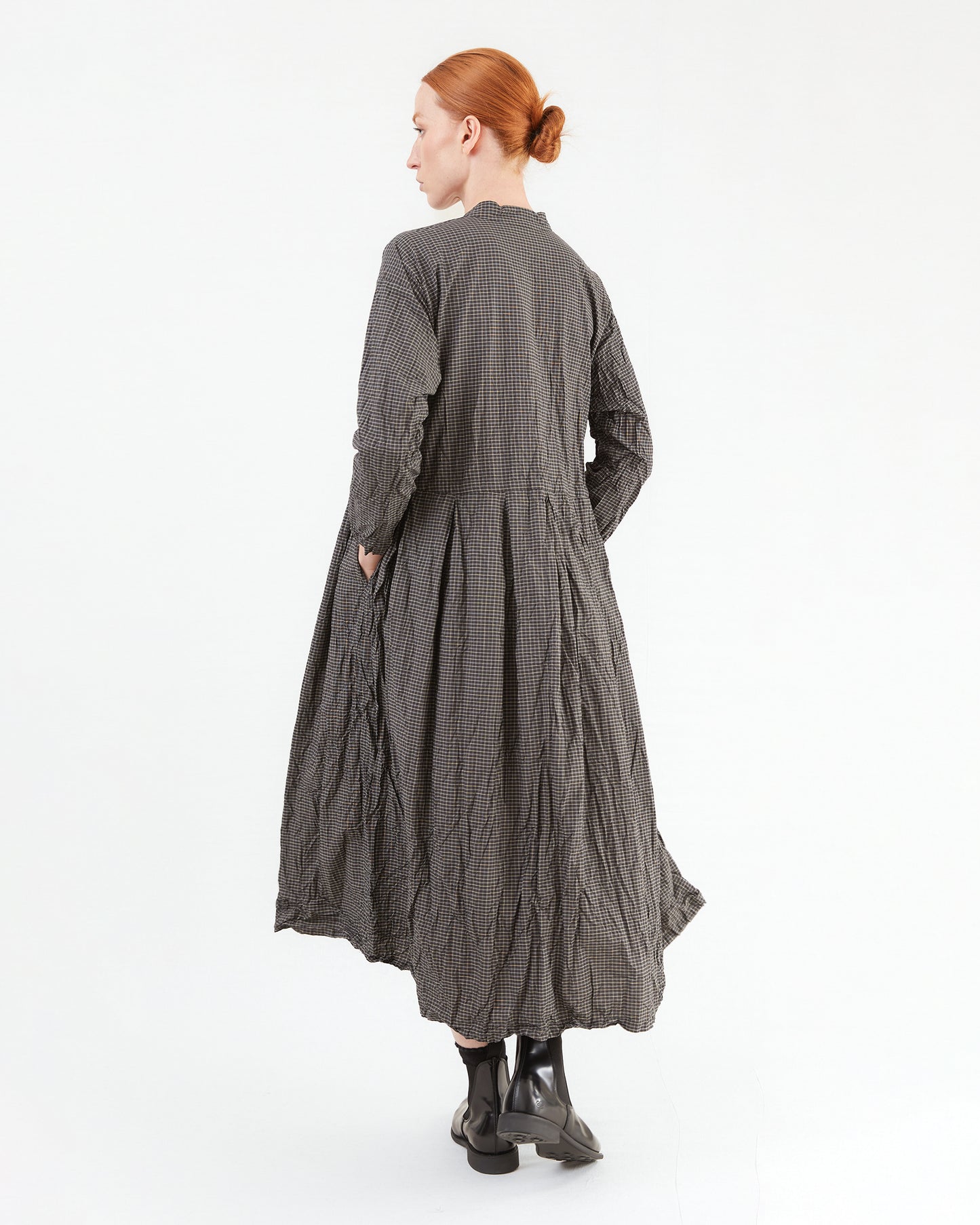 Pas de Calais Washed Organic Cotton Mini Check Dress