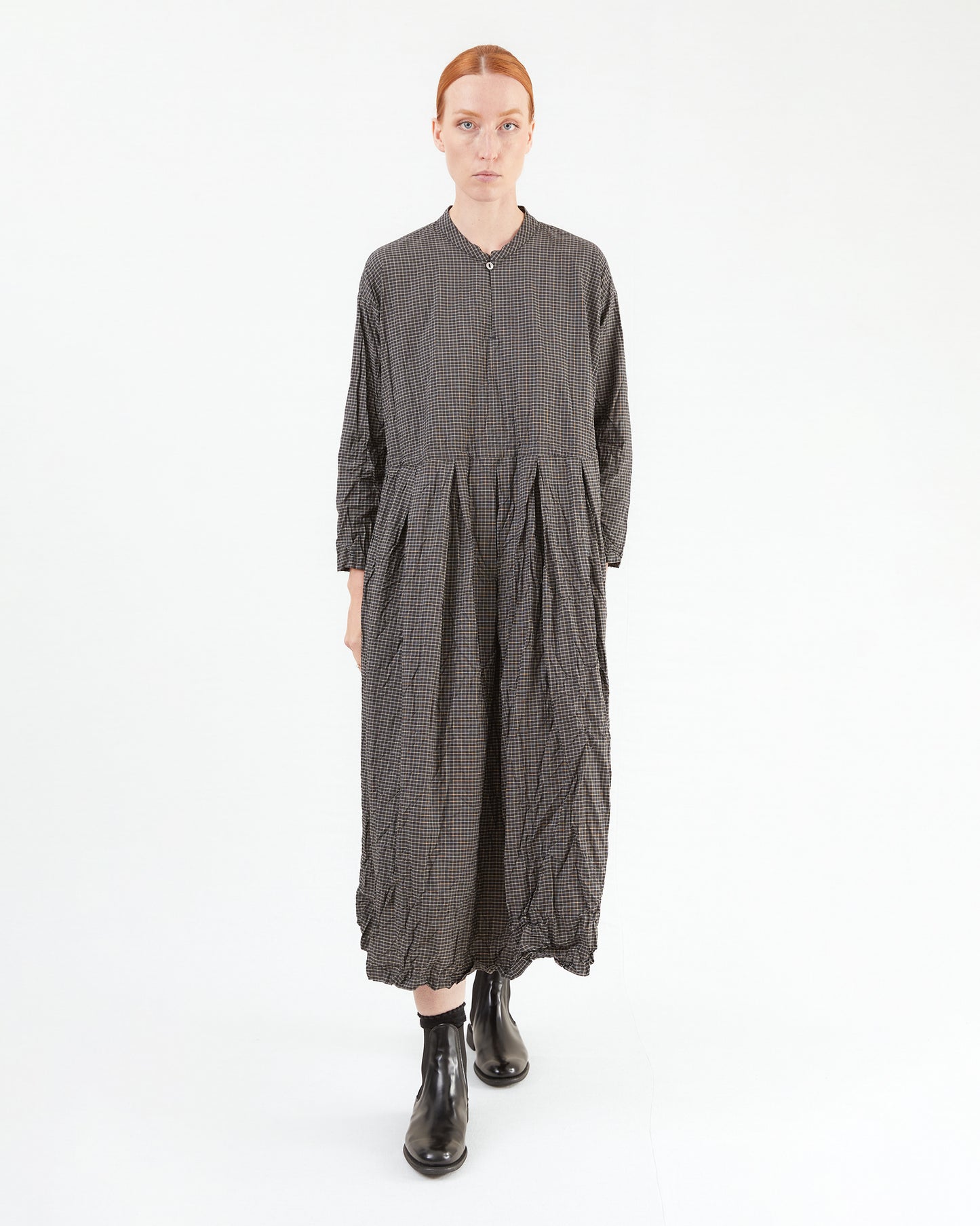 Pas de Calais Washed Organic Cotton Mini Check Dress