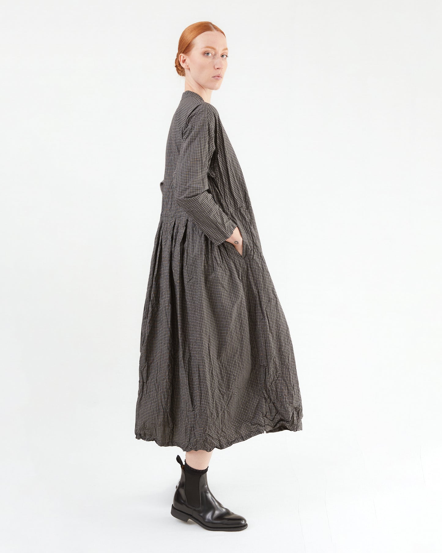Pas de Calais Washed Organic Cotton Mini Check Dress