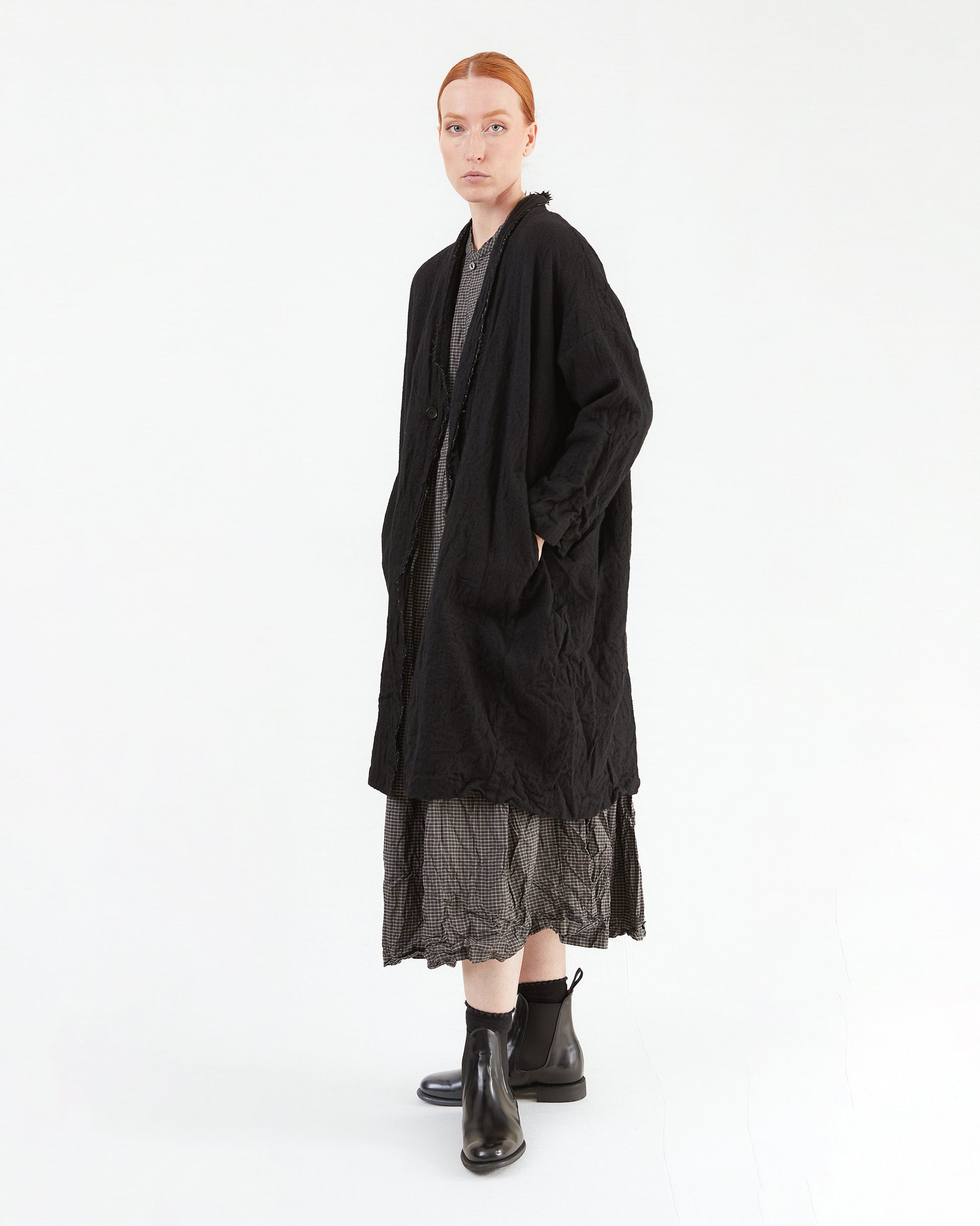 Pas de Calais Refined Wool Gauze Coat in Black